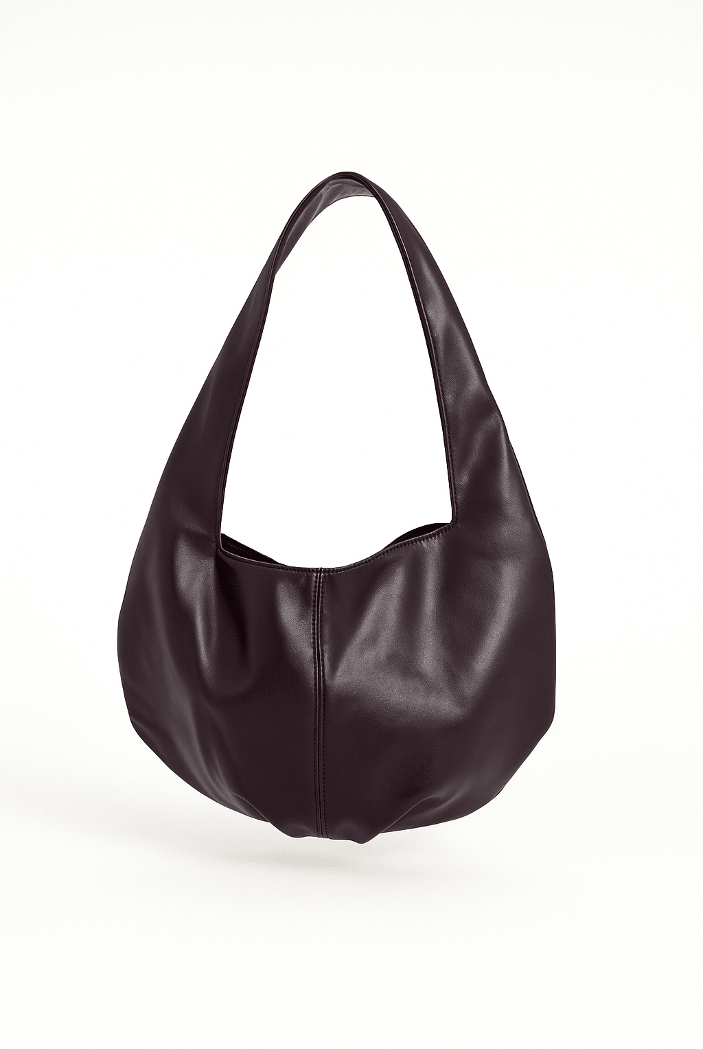 Slouchy Round Faux - Leather Shoulder Bag in Dark Burgundy - Shoulder Bag - My Accessories London
