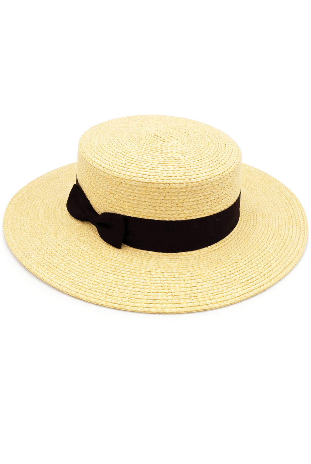 Straw Boater Hat with Black Ribbon Trim - Boater Hat - My Accessories London