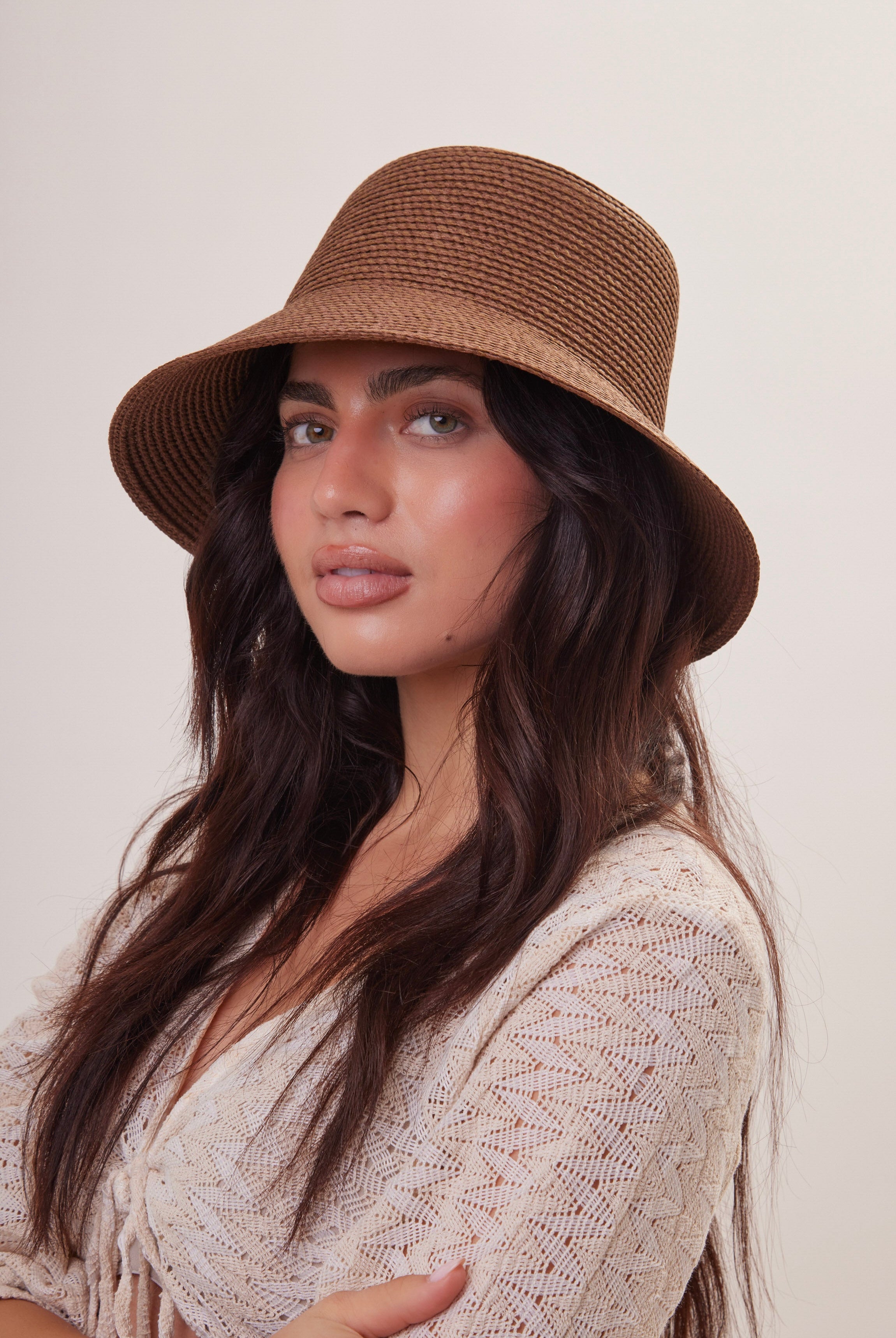 Straw Bucket Hat in Dark Brown - Bucket Hat - My Accessories London