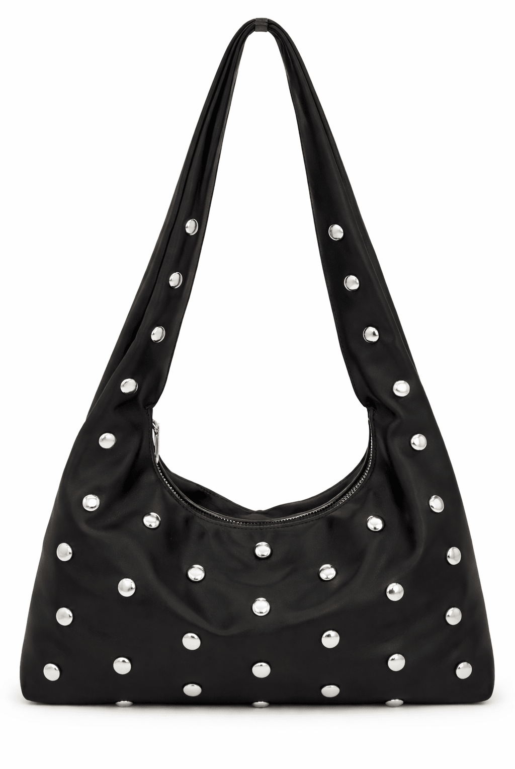 Studded Leather Look Shoulder Bag in Black - Shoulder Bag - My Accessories London
