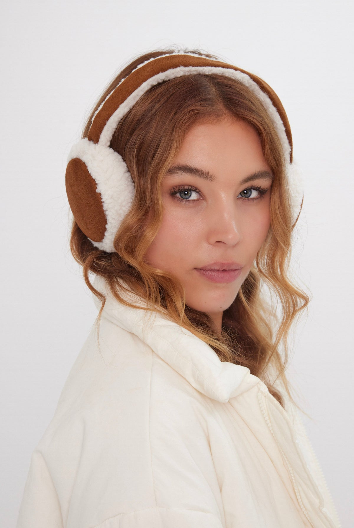 Suede and Borg Earmuffs in Brown - Ear Muffs - My Accessories London