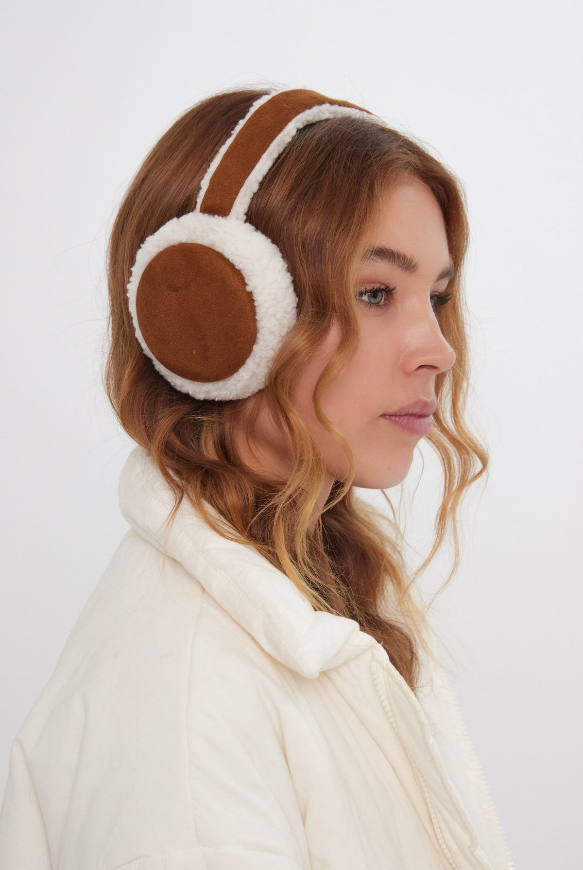 Suede and Borg Earmuffs in Brown - Ear Muffs - My Accessories London