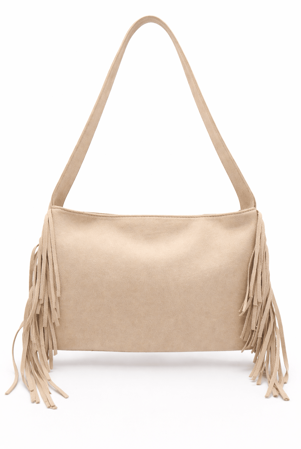Suede Side Fringed Shoulder Bag in Cream - Shoulder Bag - My Accessories London