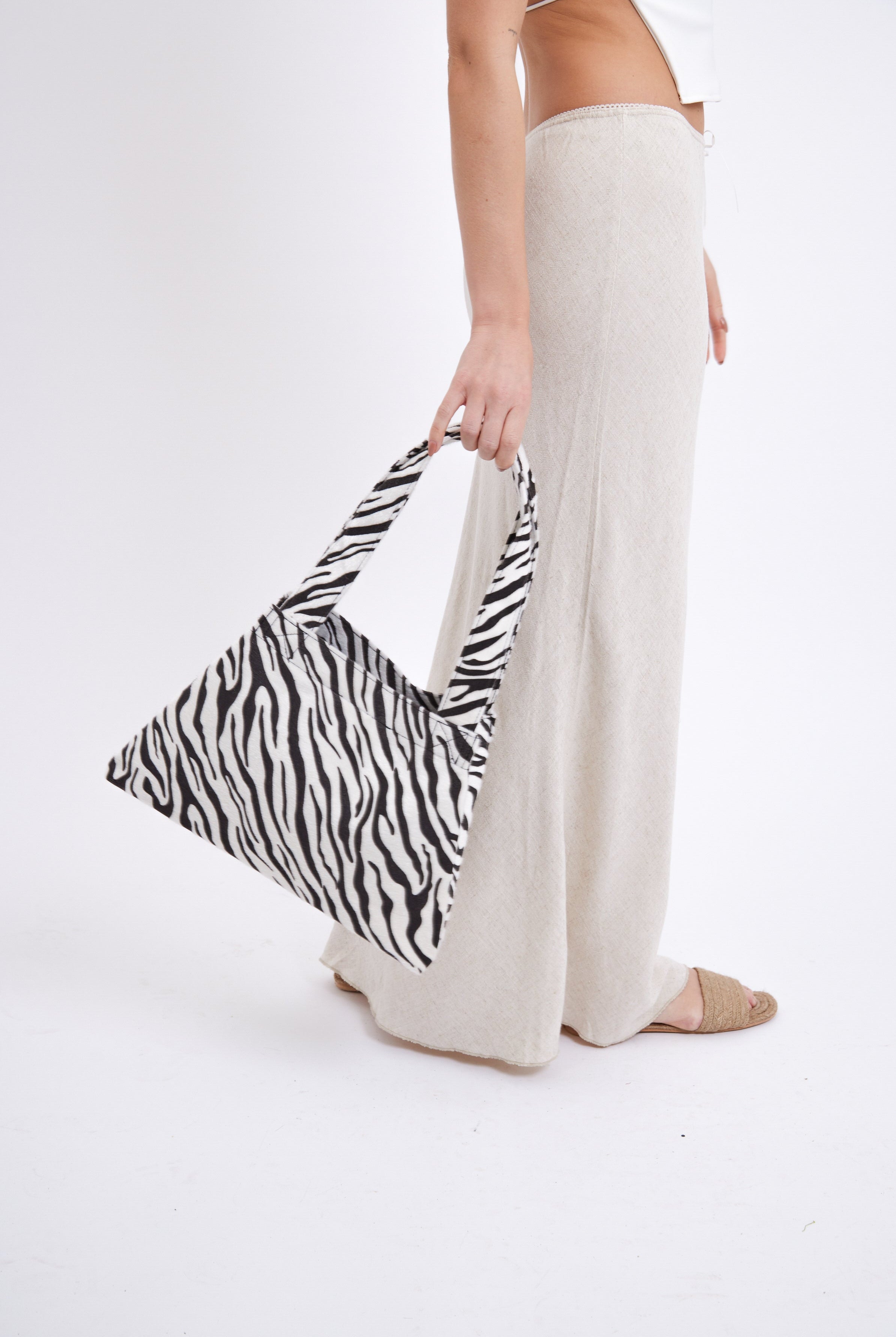 Tapered Pony Skin Shoulder Bag in Zebra Print - Shoulder Bag - My Accessories London