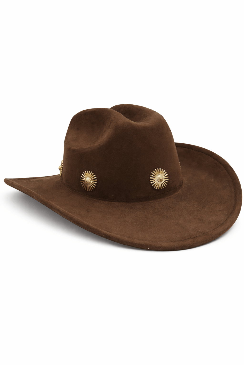 Western Cowboy Hat in Brown with Daisy Gold Studs - Cowboy Hat - My Accessories London