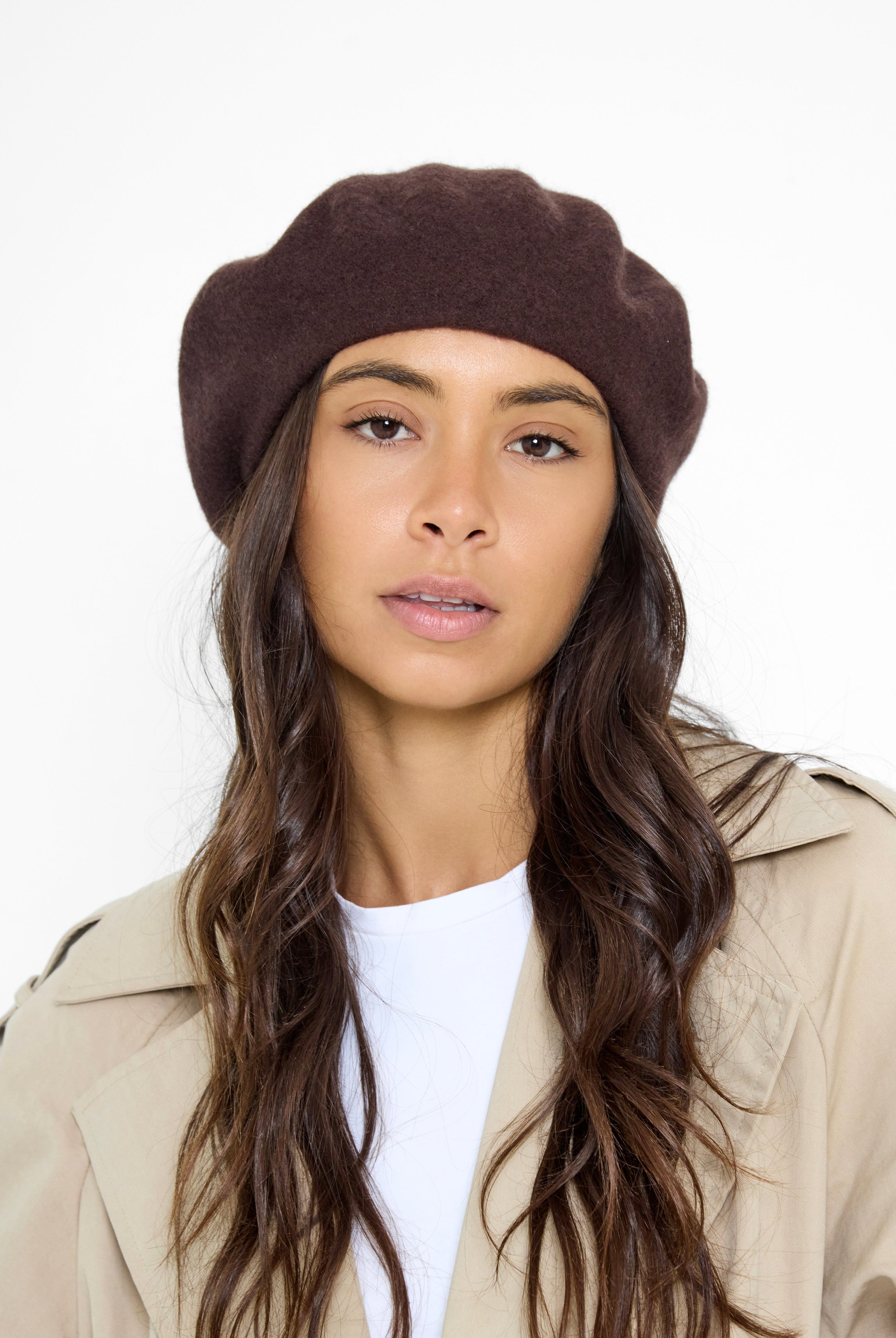 Wool Blend Beret in Brown - Beret - My Accessories London