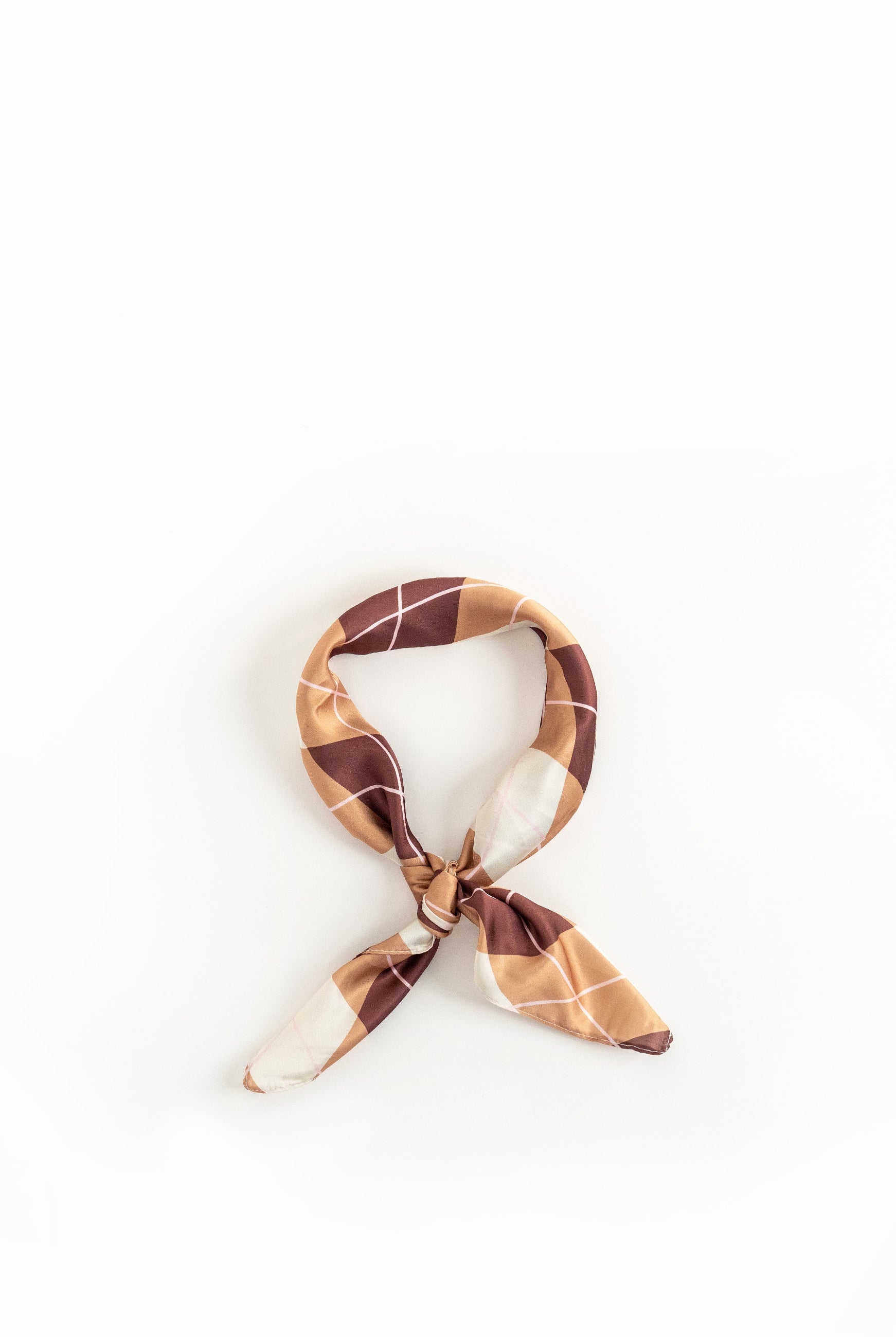 Multiway Headscarf in Brown Argyle Print | Bandana | Check | Neck Tie | Top | Festival | Party | Summer | Holiday | Beach | Women's Accessories | Accessory