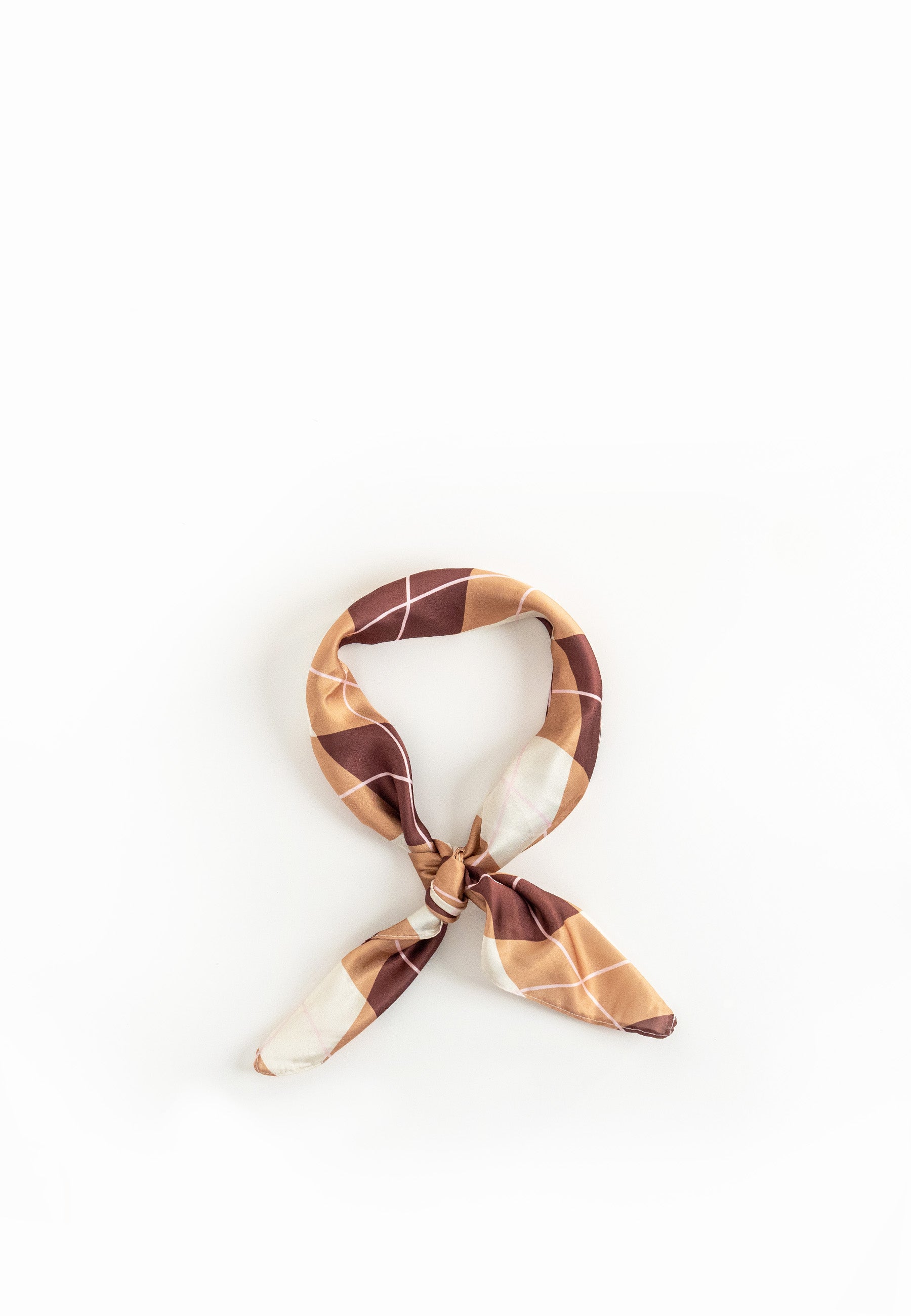 Multiway Headscarf in Brown Argyle Print | Bandana | Check | Neck Tie | Top | Festival | Party | Summer | Holiday | Beach | Women's Accessories | Accessory
