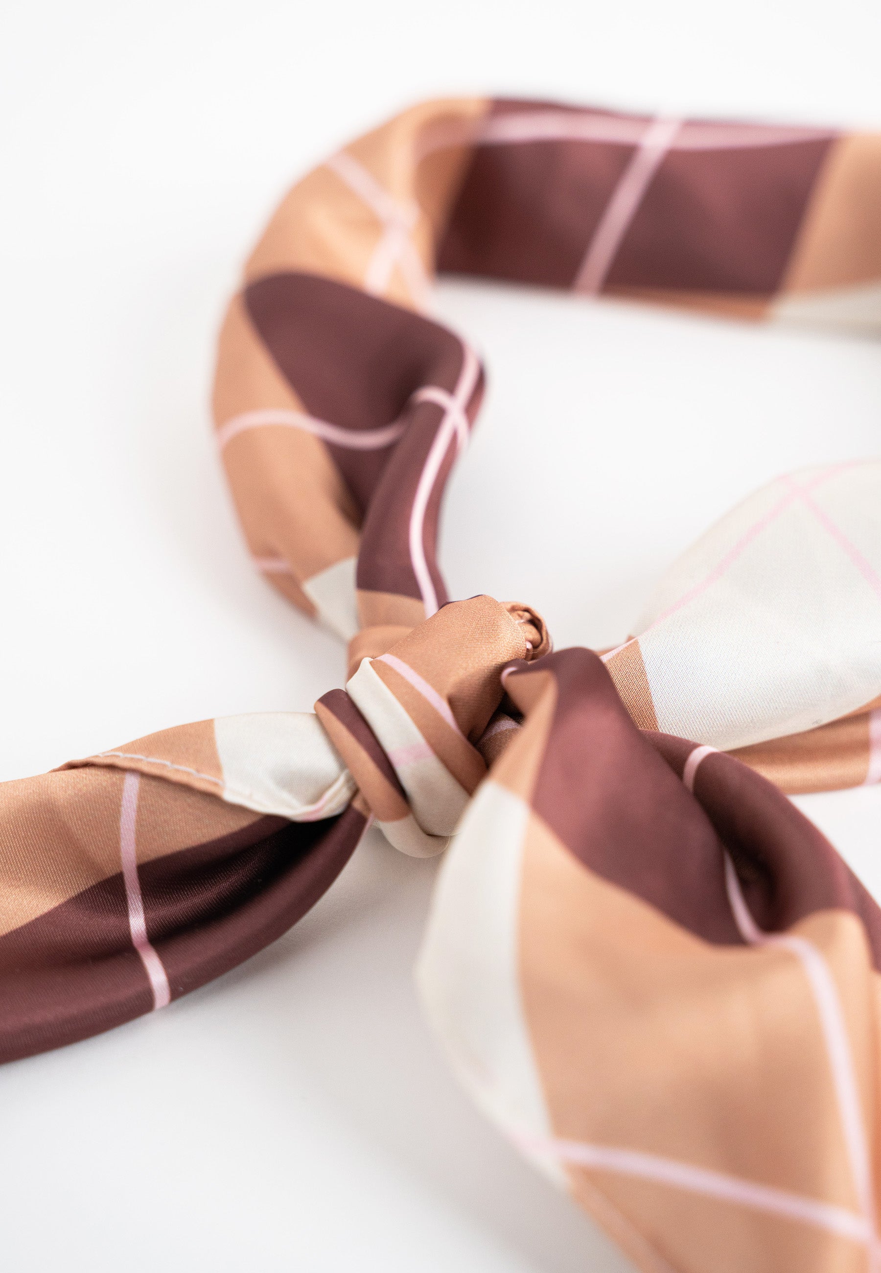 Multiway Headscarf in Brown Argyle Print | Bandana | Check | Neck Tie | Top | Festival | Party | Summer | Holiday | Beach | Women's Accessories | Accessory