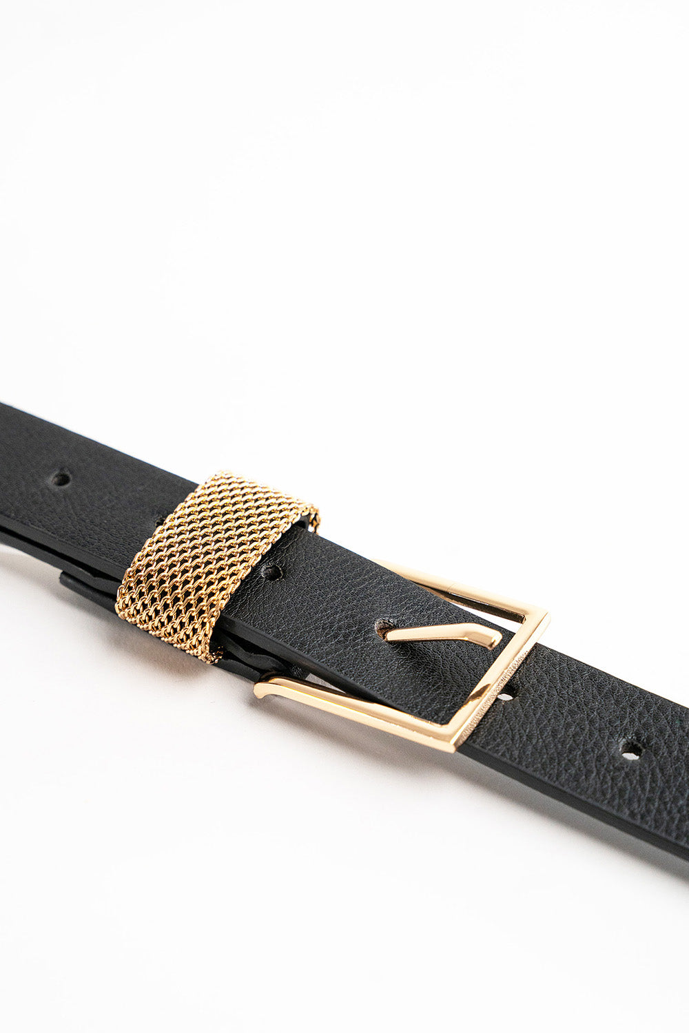 My Accessories London Chainmail Belt in Black and Gold | Belts | Women | Women's | Accessory | Essential | Casual | Basic | Vegan