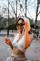 Multiway Headscarf in Pink and Green Argyle Print | Bandana | Satin | Top | Neck Tie | Festival | Summer | Beach | Holiday | Glam | Party | Brunch | Women's Accessories | Accessory