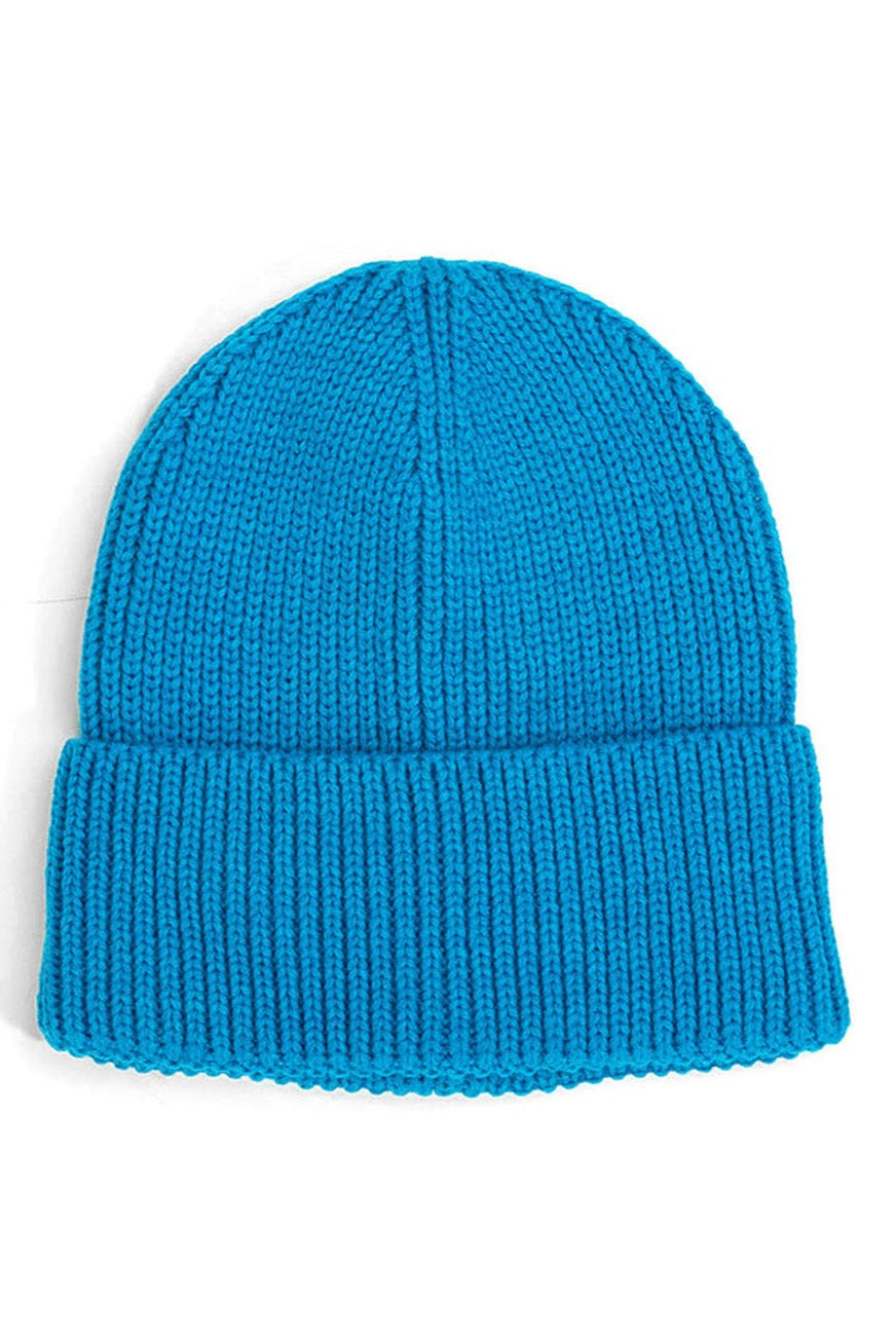 Woman's Ribbed Knitted Beanie in Blue