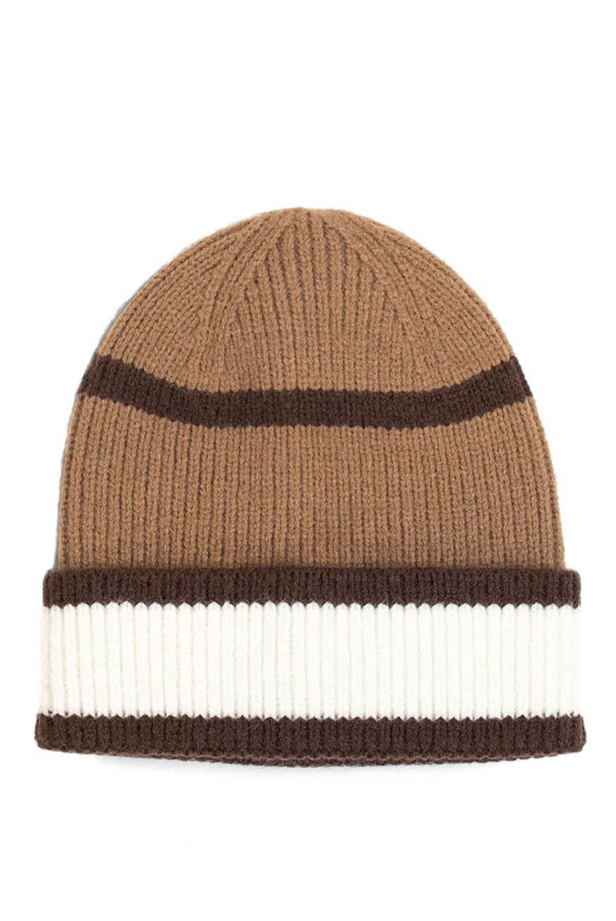 Woman's Stripe Beanie in Brown
