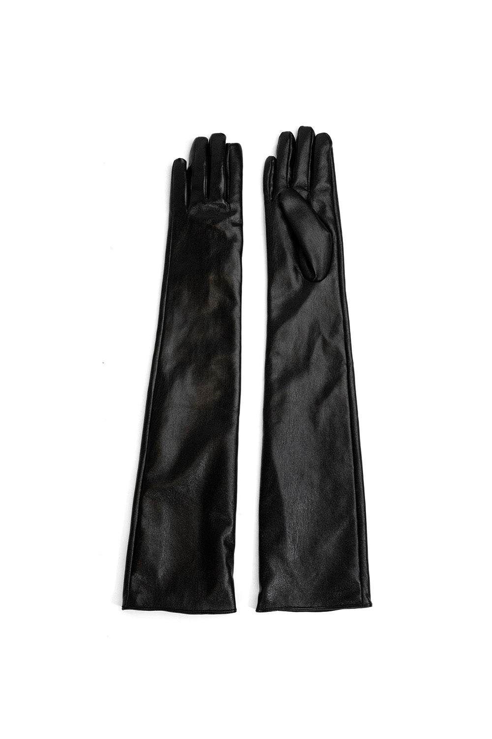 Long Leather Look Gloves in Black - Gloves - My Accessories London