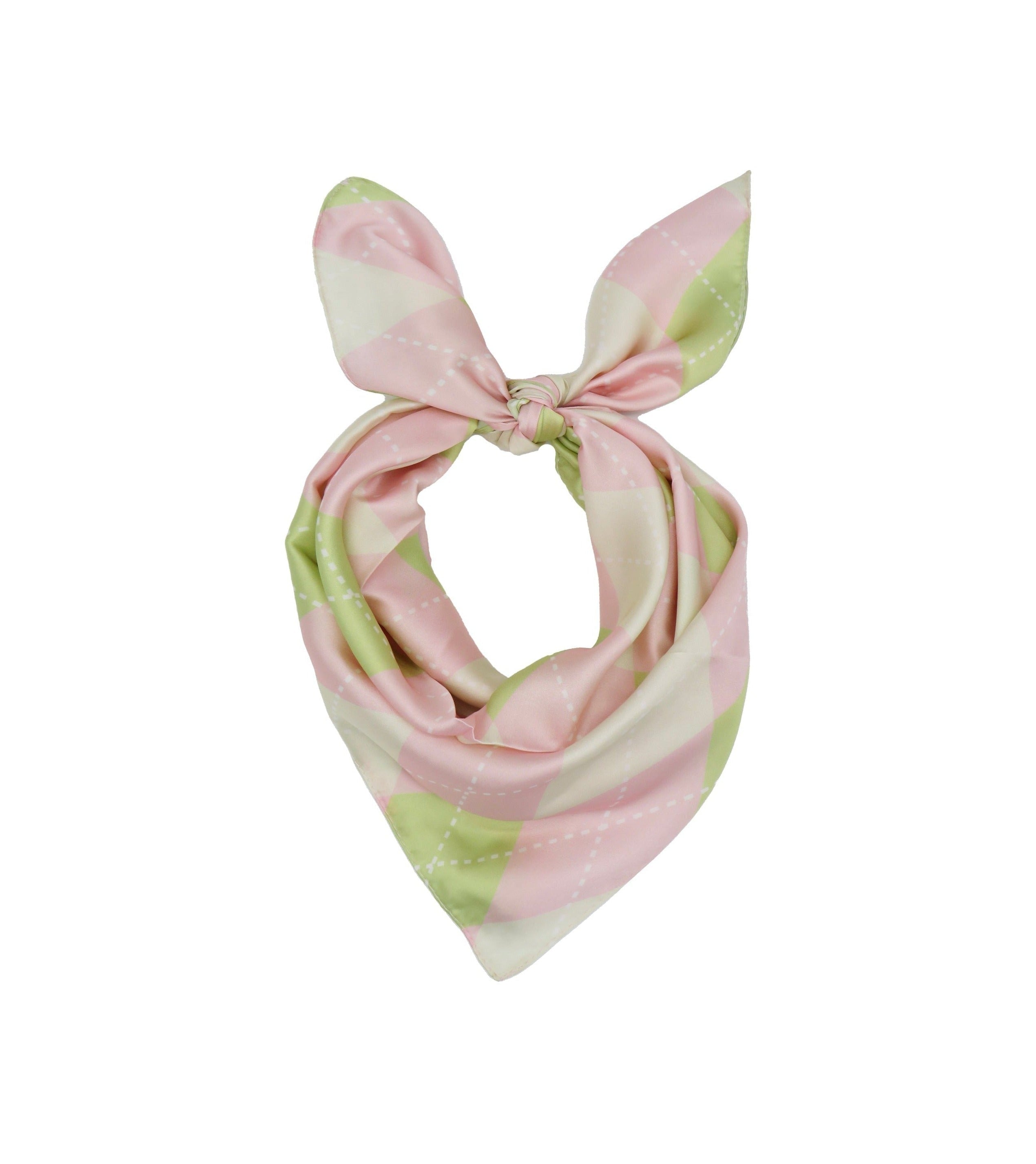 Multiway Neck Tie Bandana in Pink and Green Argyle Print - Bandana - My Accessories London