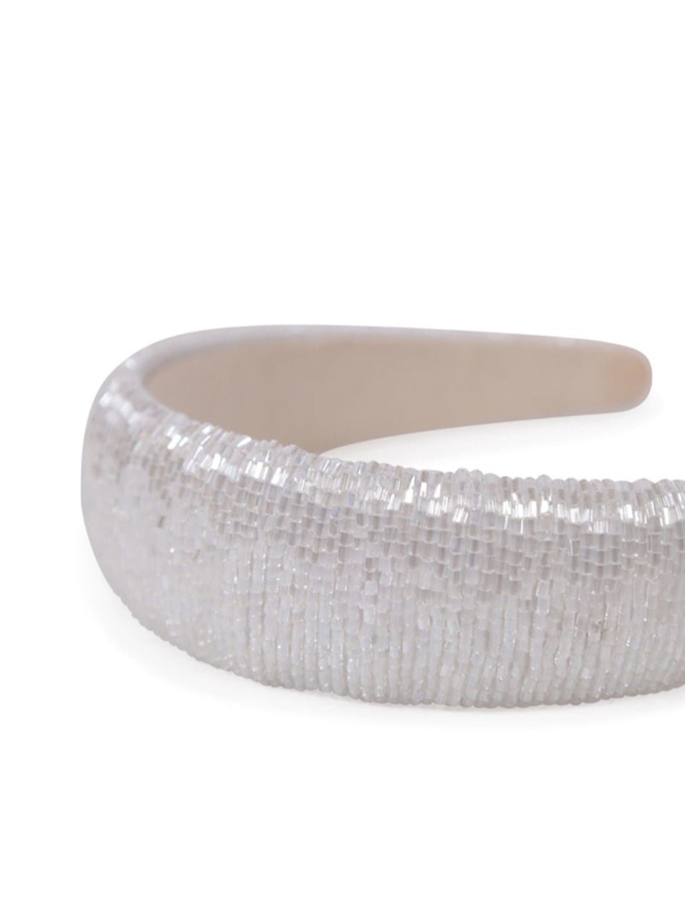 Straight Beaded Headband in White - Headband - My Accessories London
