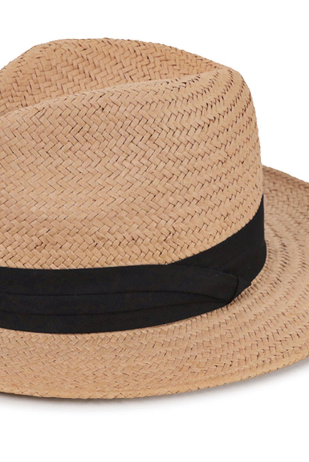 Straw Fedora Panama Hat Natural and Black Trim - Fedora - My Accessories London