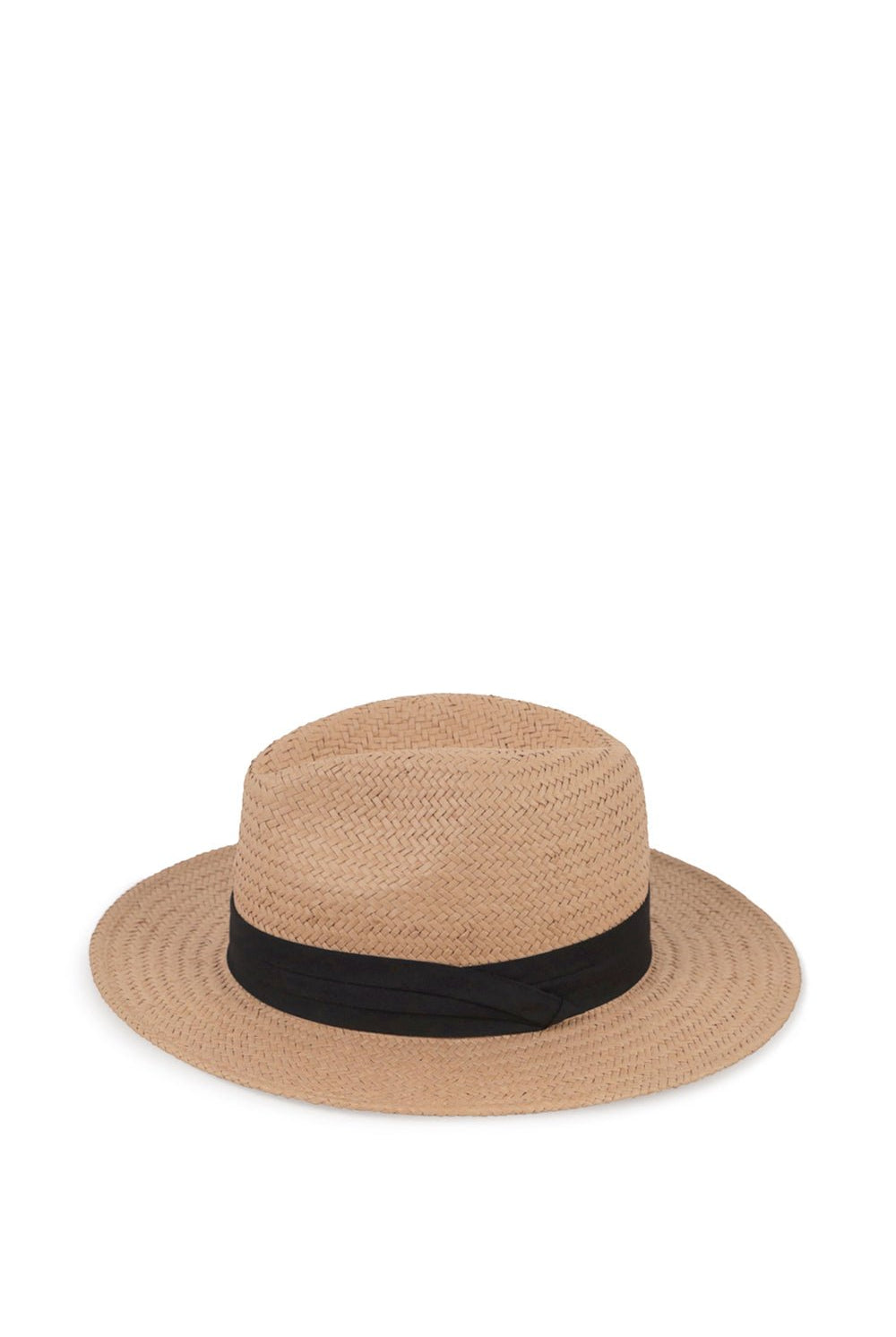 Straw Fedora Panama Hat Natural and Black Trim - Fedora - My Accessories London