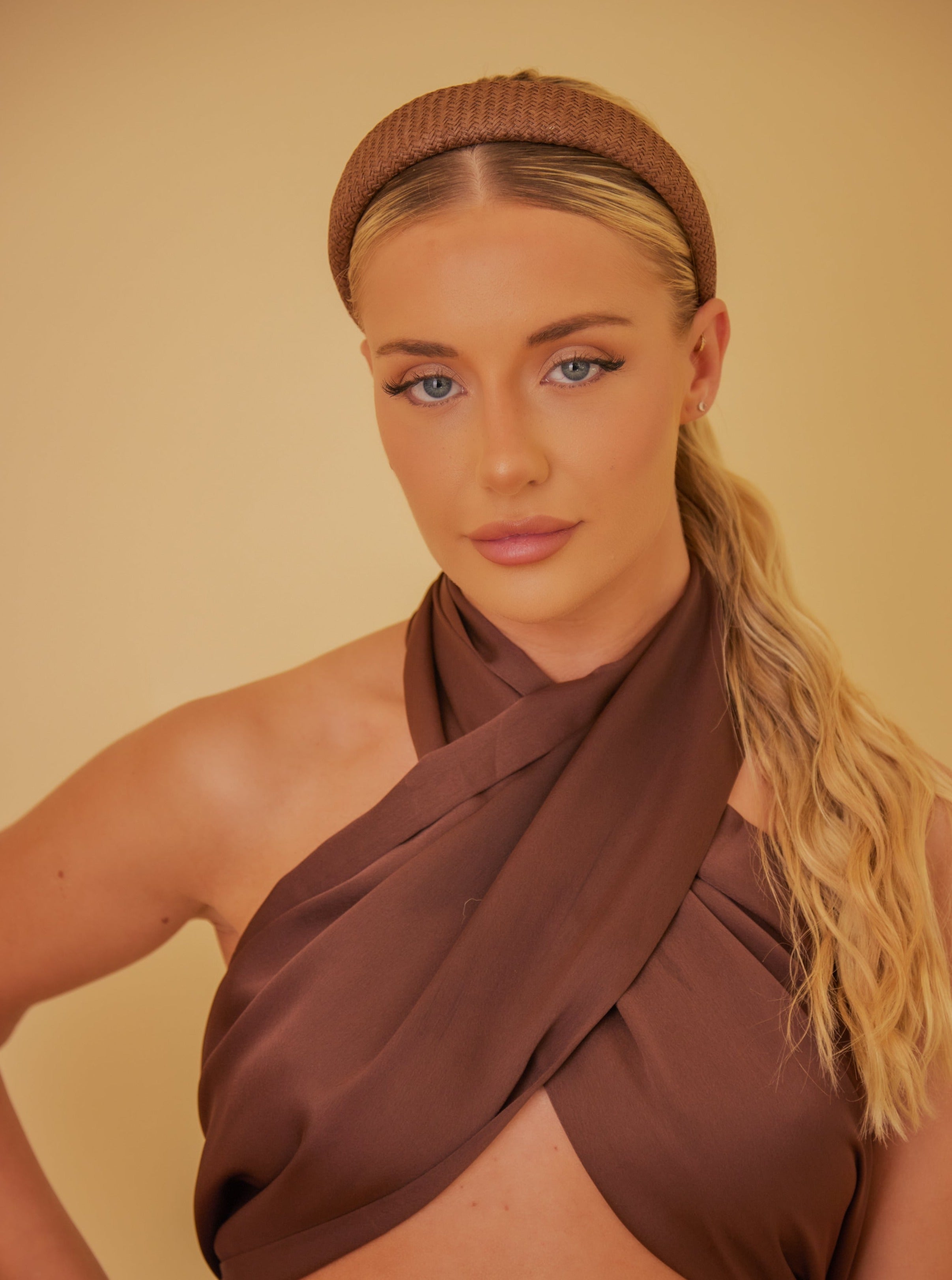 Woven Rounded Headband in Brown - Headband - My Accessories London