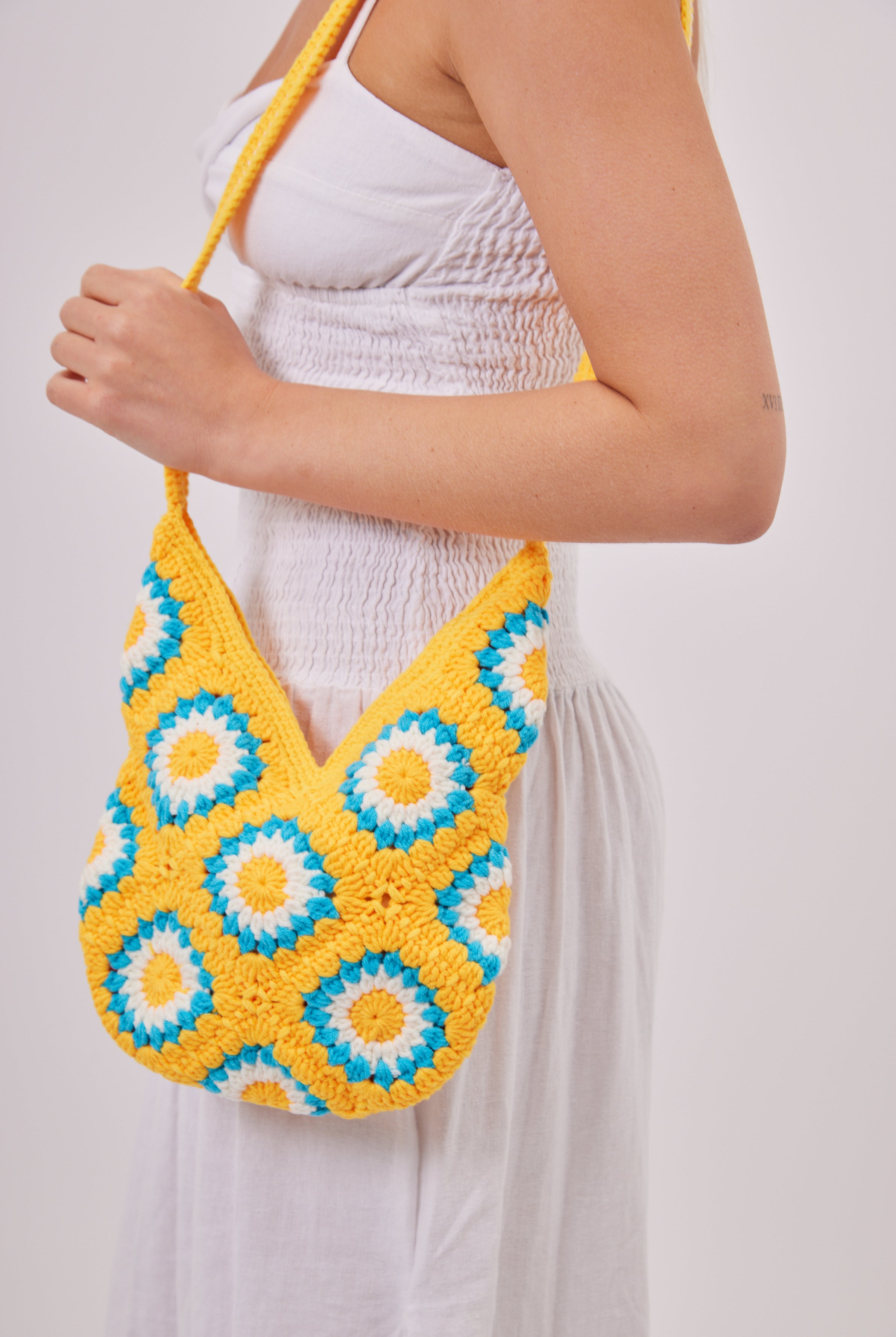 Crochet Crossbody Bag in Multi-Coloured | Summer Bag | spring Bag | Beach Bag | Western Bag | Coastal core bag | Holiday Bag | Crochet bag | Womens accessories | Womens bag | Boho bag | Indie bag | Streetwear | Vacation | Multicoloured bag | Retro | Y2k bag | 90s bag|