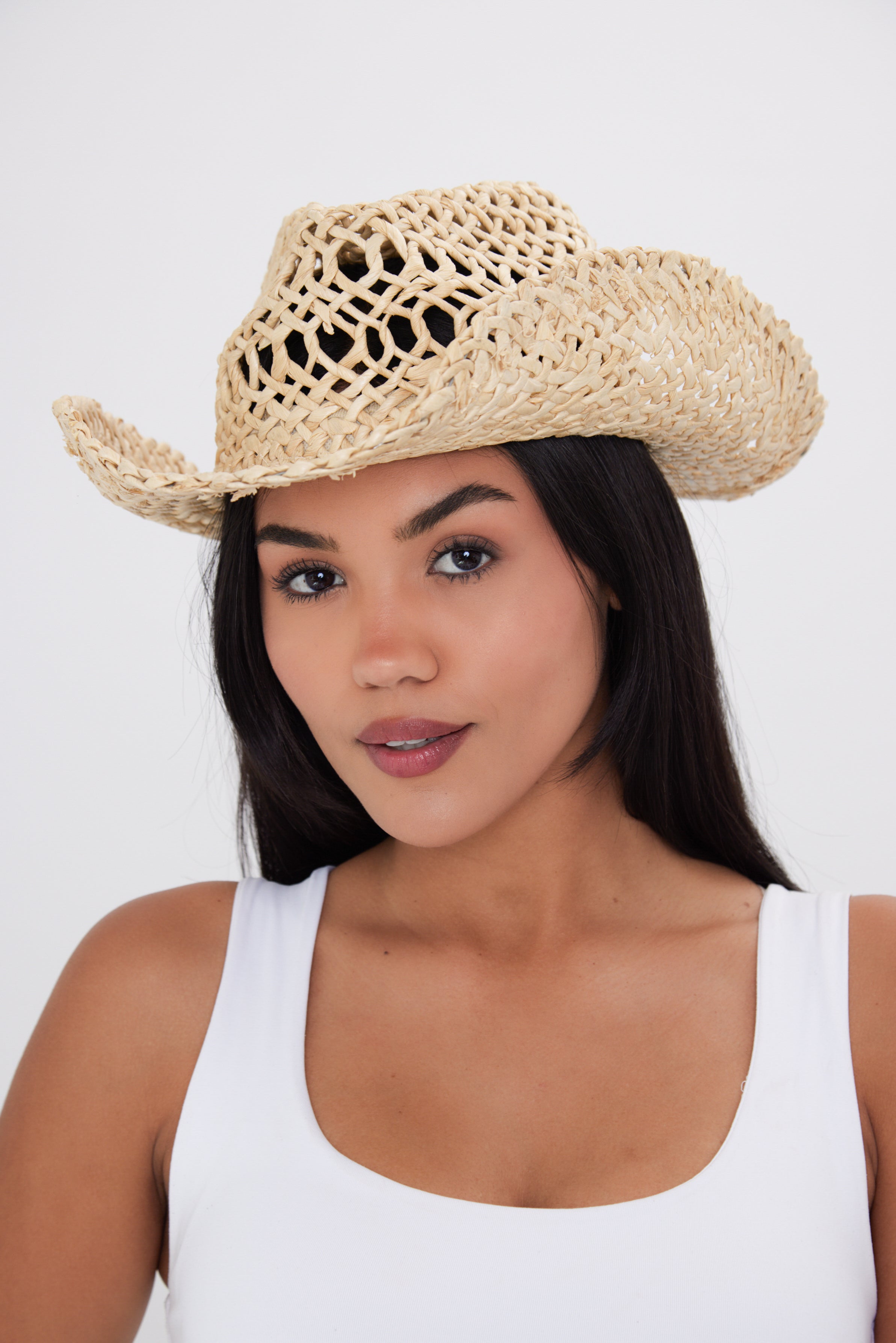 My Accessories London Straw Cowboy Hat in Beige | Beach | Holiday | Straw | Summer | Festival | Hat | Hats | Women's | Women's Accessories Beach hat Holiday Hat Seagrass straw | Summer Hat | Raffia Hat | Womens straw hat | Cowboy hat | Cowgirl Hat | Straw cowboy hat