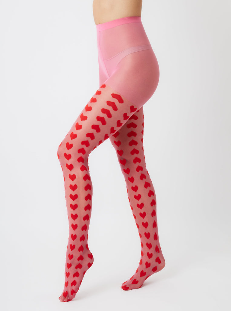 Heart monogram tights | pink tights | women's tights | fun tights | women's pink tights | Soft e girl | Weird girl | Fun | Playful | Kidcore | Quirky | Pin up | Halloween | Costume | Cosplay | Accessories