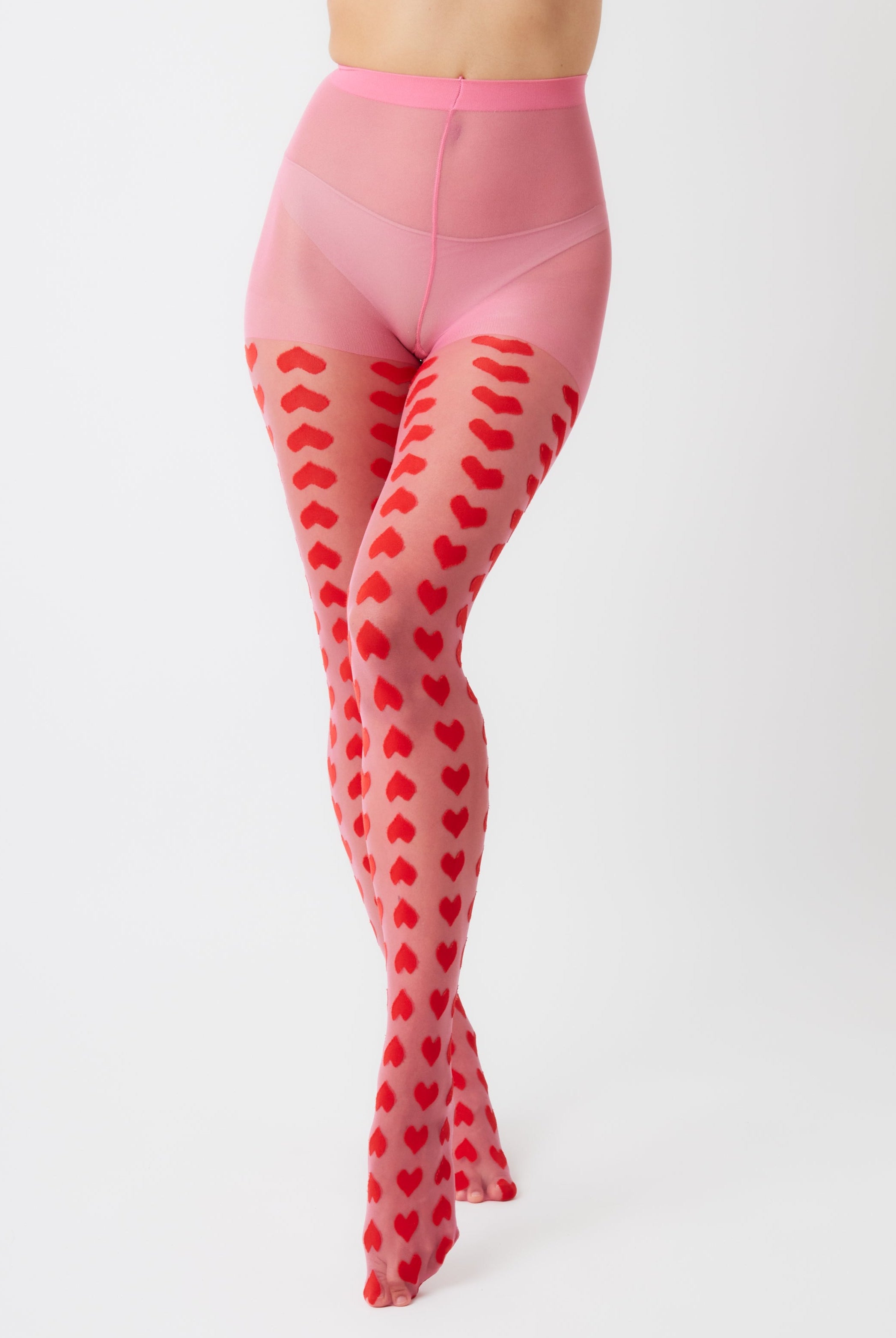 Heart monogram tights | pink tights | women's tights | fun tights | women's pink tights | Soft e girl | Weird girl | Fun | Playful | Kidcore | Quirky | Pin up | Halloween | Costume | Cosplay | Accessories