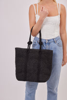 Oversized Woven Tote Bag in Black | beach bag | summer bag | holiday bag | beach accessories | holiday accessories | woven bag | coastal core bag | coastal grandmother | knot bag | minimal bag | transitional accessories | women's bag | women's bags | women's accessories | tote bag | shopper bag 