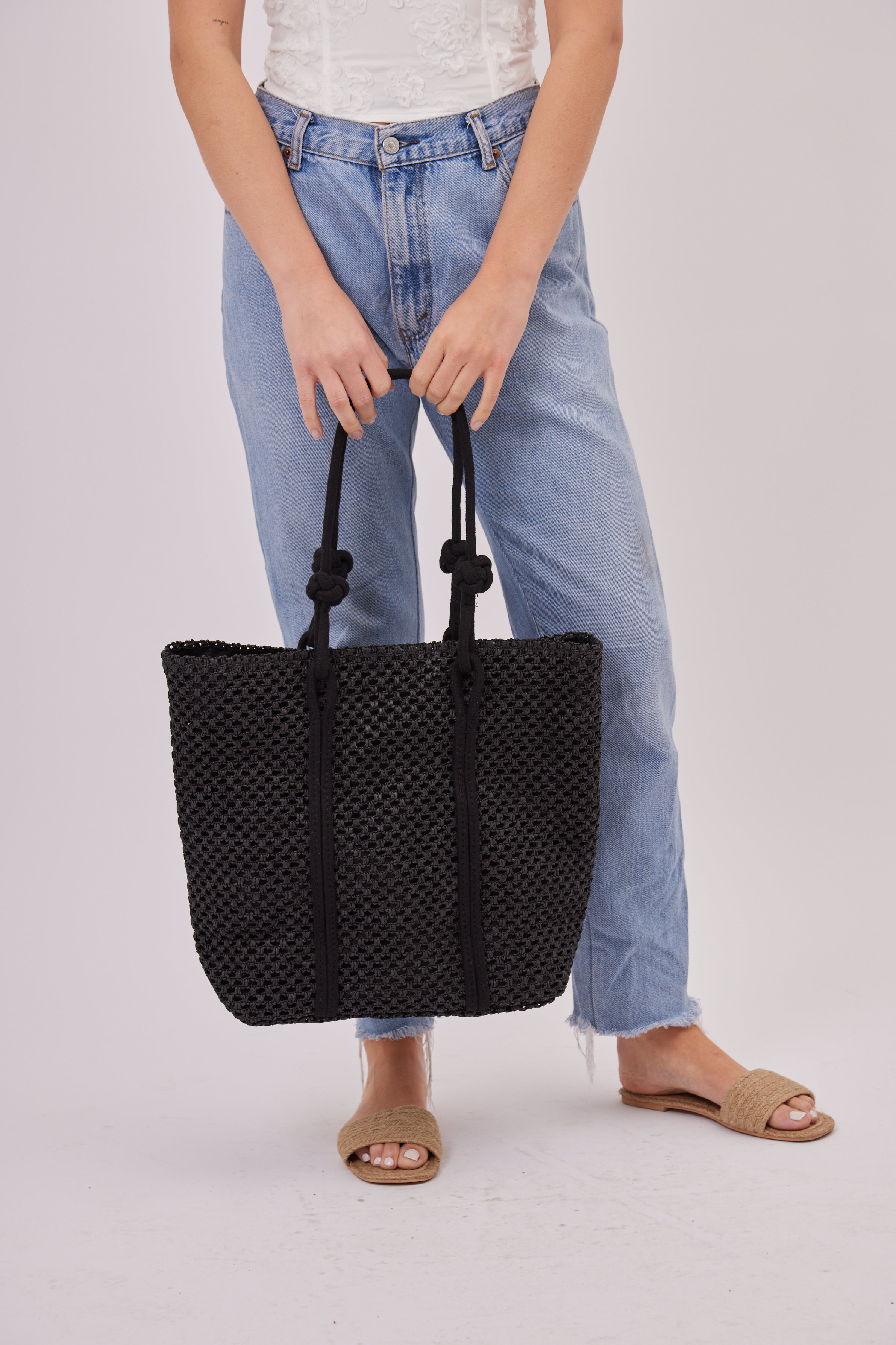 Oversized Woven Tote Bag in Black | beach bag | summer bag | holiday bag | beach accessories | holiday accessories | woven bag | coastal core bag | coastal grandmother | knot bag | minimal bag | transitional accessories | women's bag | women's bags | women's accessories | tote bag | shopper bag