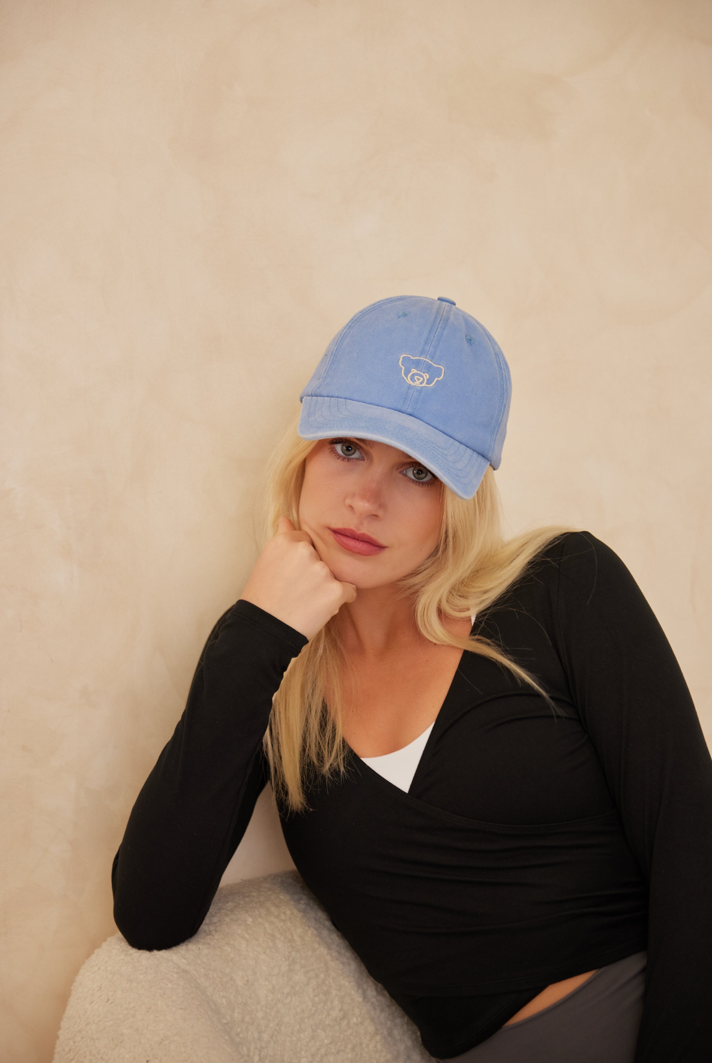 My Accessories London Bear Baseball Cap in Blue | cap | caps | hat | hats | transitional | summer | spring | winter | autumn | minimal | athleisure | sporty | cute | embroidered cap | embroidered | embroidery | activewear | loungewear | bear cap | embroidered cap | embroidered hat | women's hats | women's hat | women's accessories | blue cap | blue hat