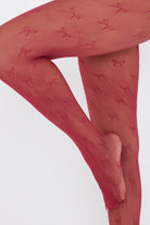 Women's burgundy fishnet tights with bows | My Accessories London