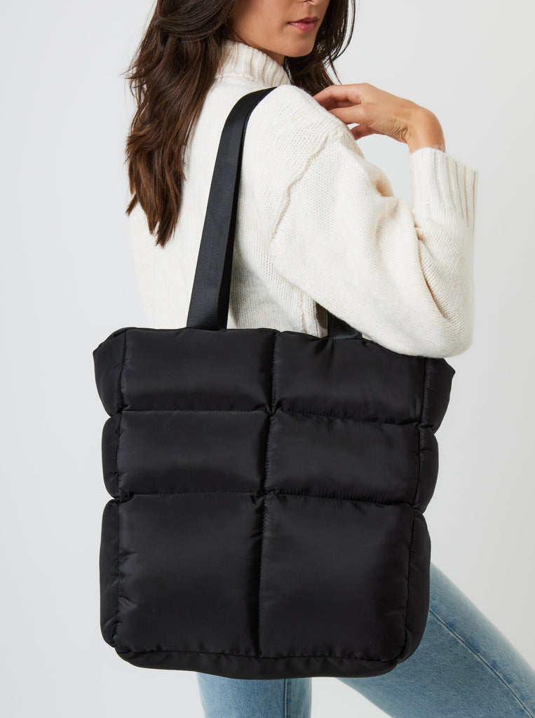 My Accessories London Nylon Padded Tote Bag in Black | Gym Bag | Sports | Streetstyle | Padded | Casual | Minimal | Women's | Essential | Bag | Tote | Shopper | Work | Minimalist | Utility 