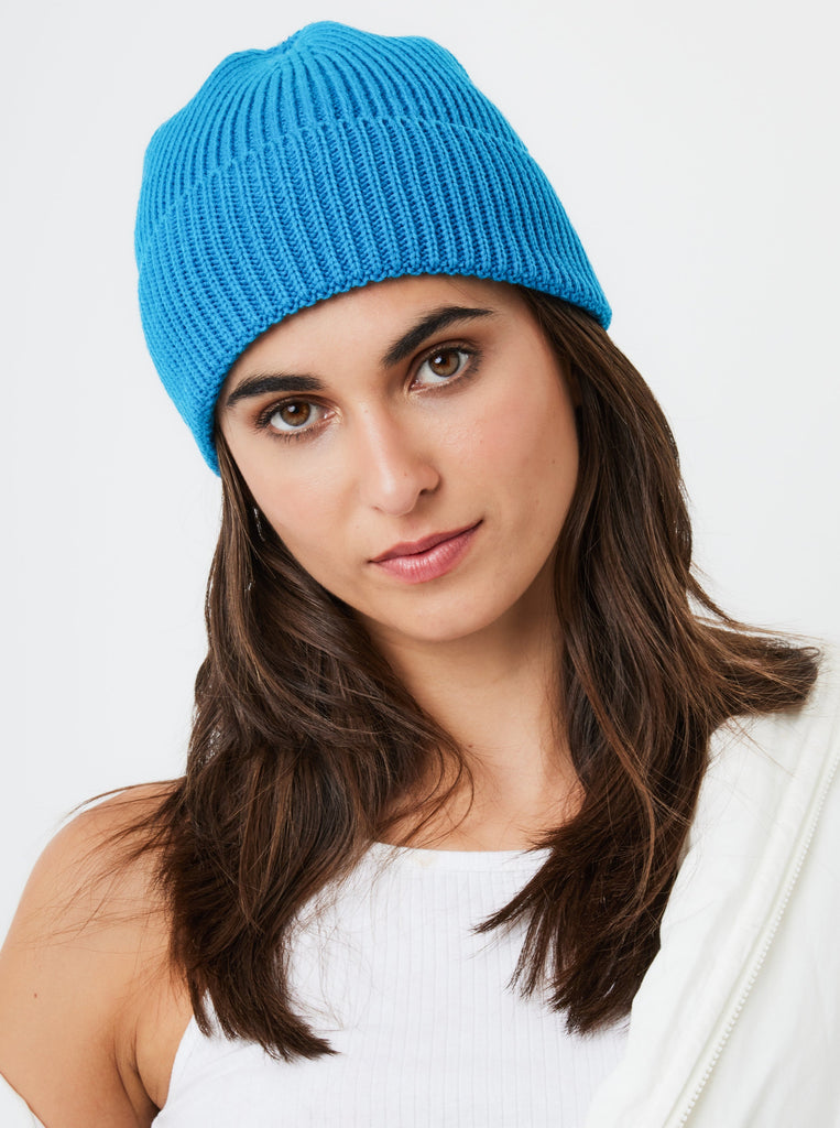 My Accessories London Recycled Beanie in Blue | Hat | Women's Accessories | Basics | Autumn | Winter | knitted | Ski Accessories | Women's Accessories | Ski | Autumn accessories | Winter accessories | Fall Accessories | Fall | Autumn | Accessories | Accessory | Streetwear | Bright | indie | 