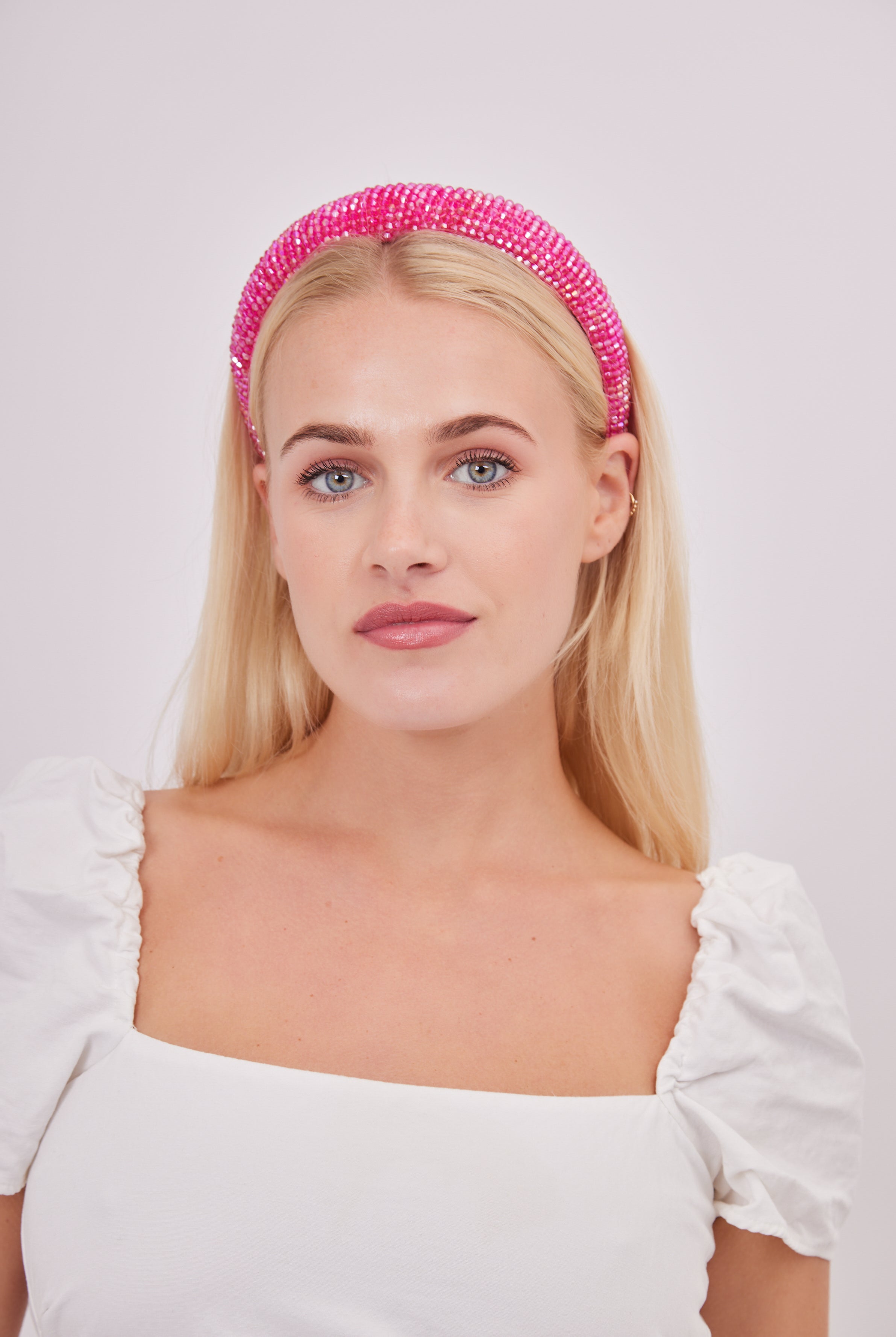 Beaded Headband in Hot Pink | Barbiecore | Barbie | Party | Occasion | Wedding | Halloween | Christmas | New Years | Present | Costume | Embellished | Sparkly | Autumn | Winter | Summer | Spring | Women's Accessories