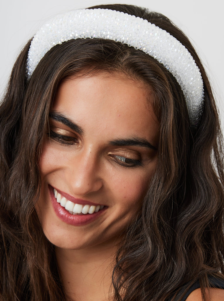 Beaded white headband | Embellished party headband | Bridal headband | Bride hair | Women's Headband | My Accessories London Headband | Wedding | Wedding guest | Lolita | Coquette | Soft e girl | Party | Halloween | 