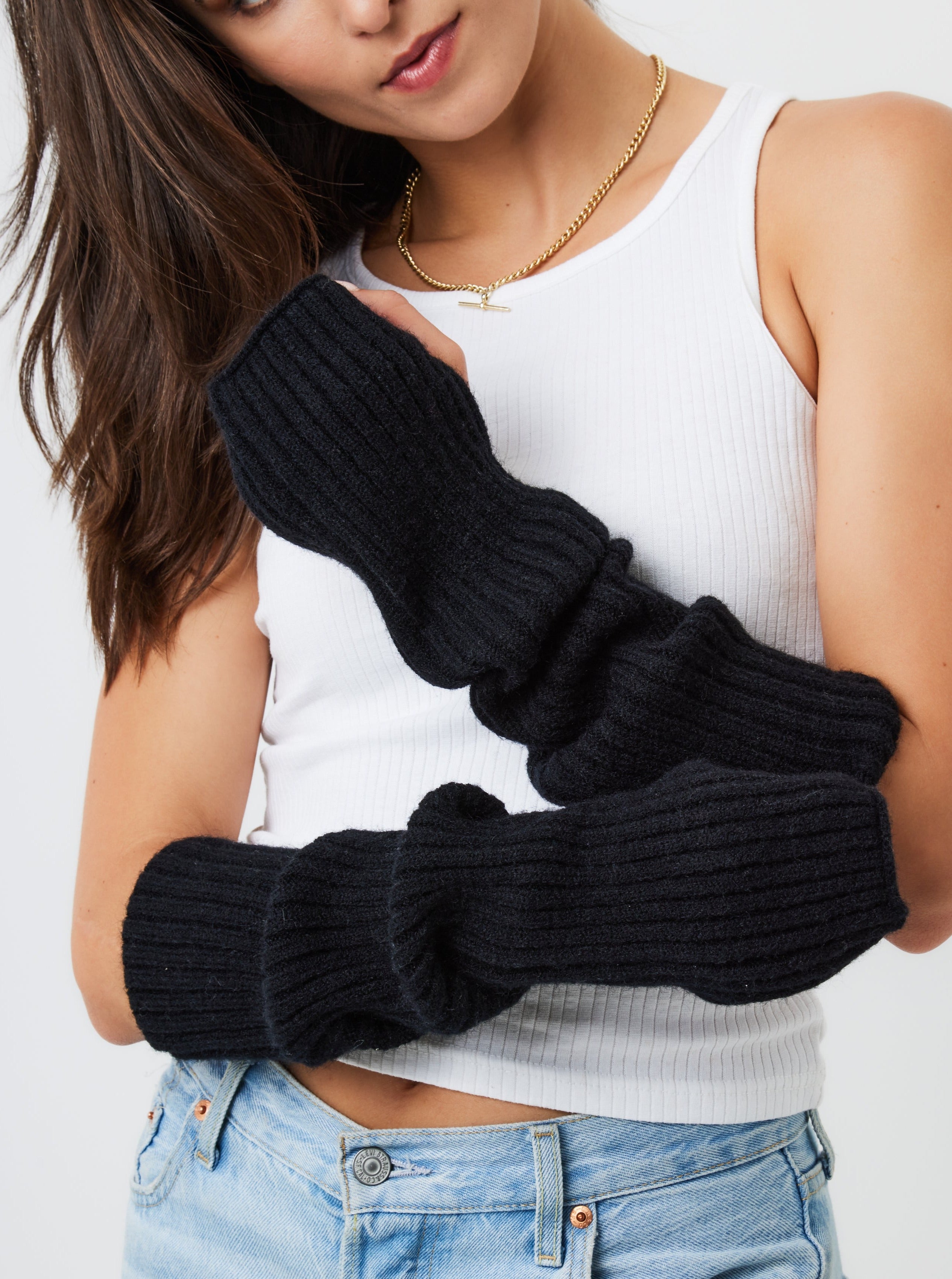 Knitted Arm Warmers in Black | fingerless gloves | Knitwear | ribbed | y2k | Grunge | Grunge sleaze | ballet core | elevated indie | e girl | Accessories | accessory | winter | Autumn | retro | 90s