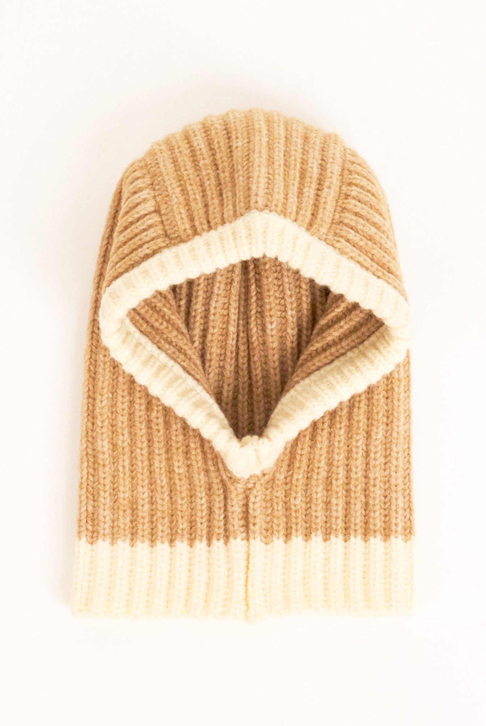 Loose Fit Ribbed Knit Balaclava in Beige | knitted | knitwear | ski | Skiing | Winter | Autumn | Plaza core | Winter Accessories | Autumn Accessories |