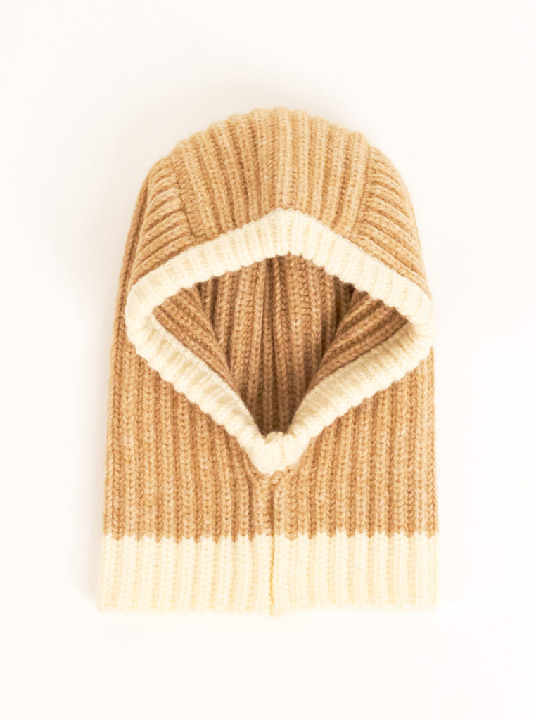 Loose Fit Ribbed Knit Balaclava in Beige | knitted | knitwear | ski | Skiing | Winter | Autumn | Plaza core | Winter Accessories | Autumn Accessories |