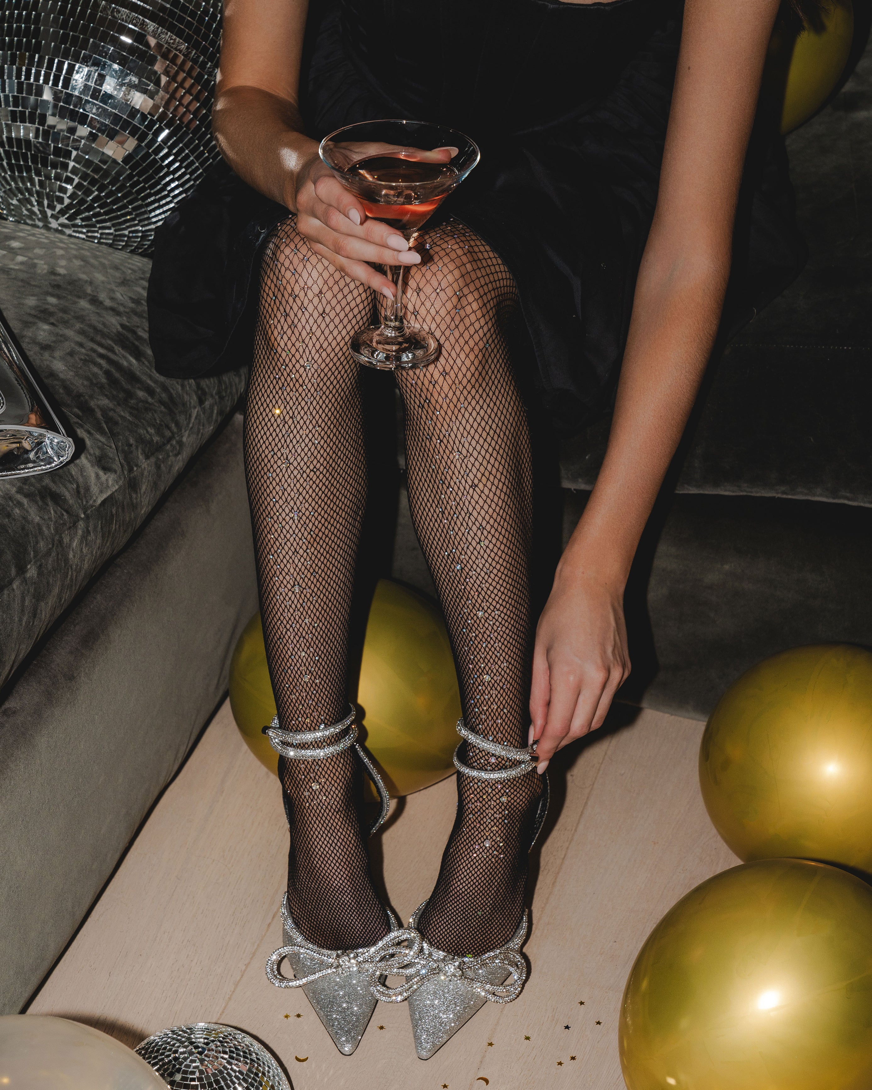 Scatter Rhinestone Fishnet Tights in Black| Hosiery | Tights | Party | Christmas | new years | Glam | Going Out | Halloween | Costume | Glitter | Sparkly | Accessories | Women's Accessories | Accessory | Autumn | Winter | Fall | Streetwear | rhinestone | diamante | fishnet