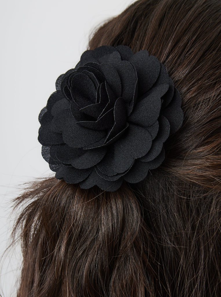 Chiffon Flower Hair Clip in Black | Hair Accessories | Flower | Floral | Whimsygoth | Lolita | Soft e girl | E girl | Plaza core | Party | Christmas | Occasion | Wedding | Races | Halloween | Costume | Women | Women's accessories 