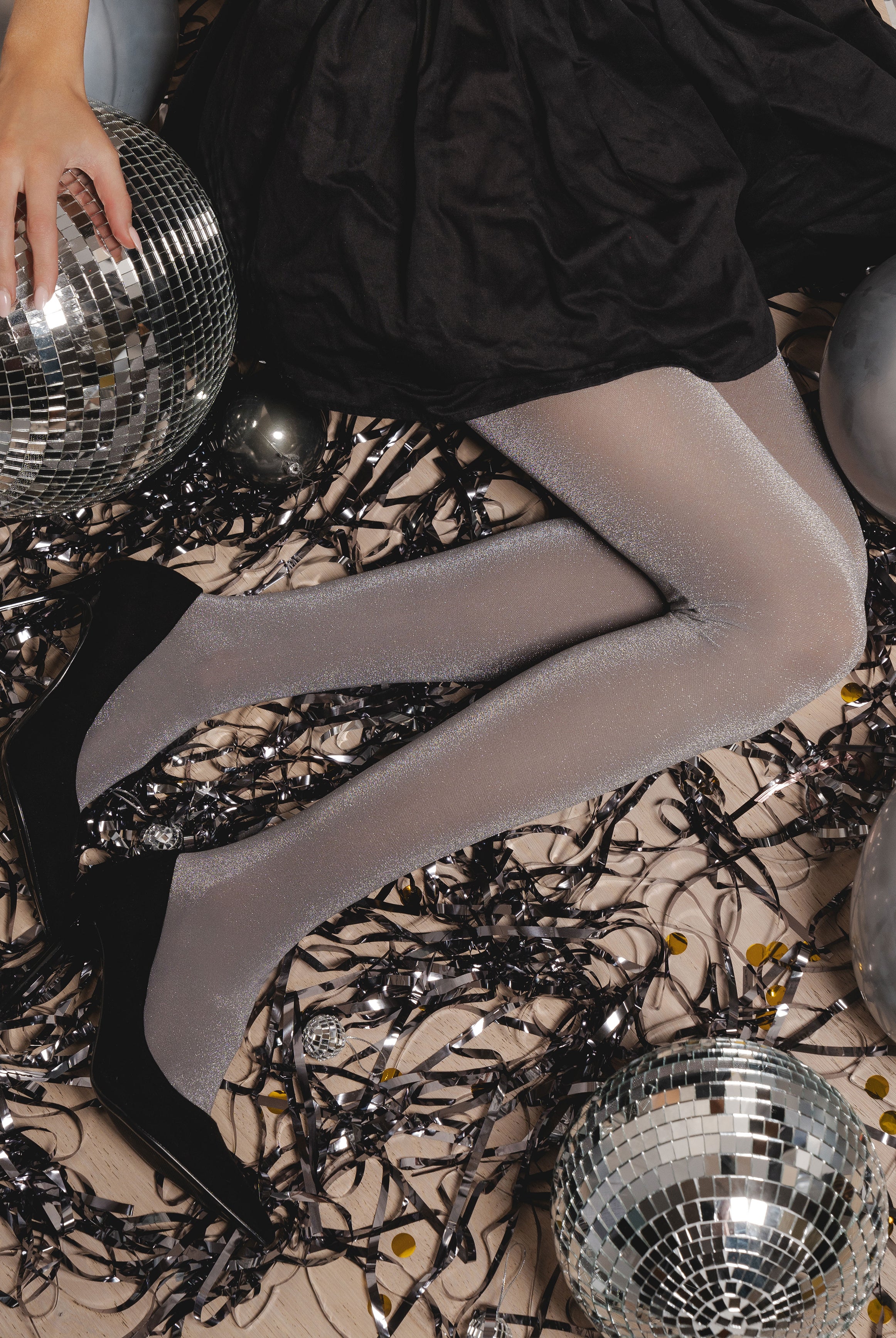 Sheer Metallic Tights in silver | Hosiery | Tights | Party | Christmas | new years | Glam | Going Out | Halloween | Costume | Glitter | Sparkly | Accessories | Women's Accessories | Accessory | Autumn | Winter | Fall | Streetwear | style