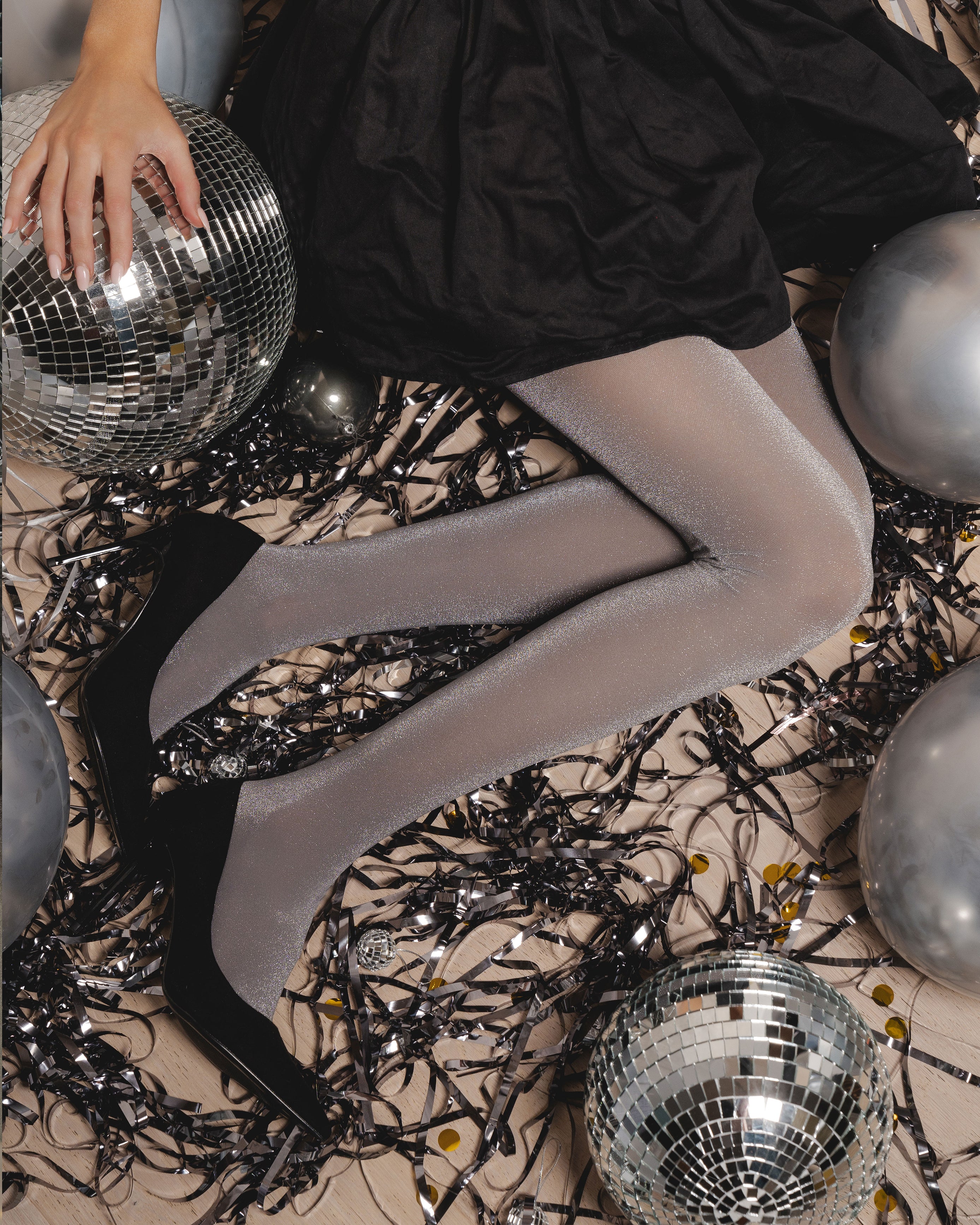 Sheer Metallic Tights in silver | Hosiery | Tights | Party | Christmas | new years | Glam | Going Out | Halloween | Costume | Glitter | Sparkly | Accessories | Women's Accessories | Accessory | Autumn | Winter | Fall | Streetwear | style