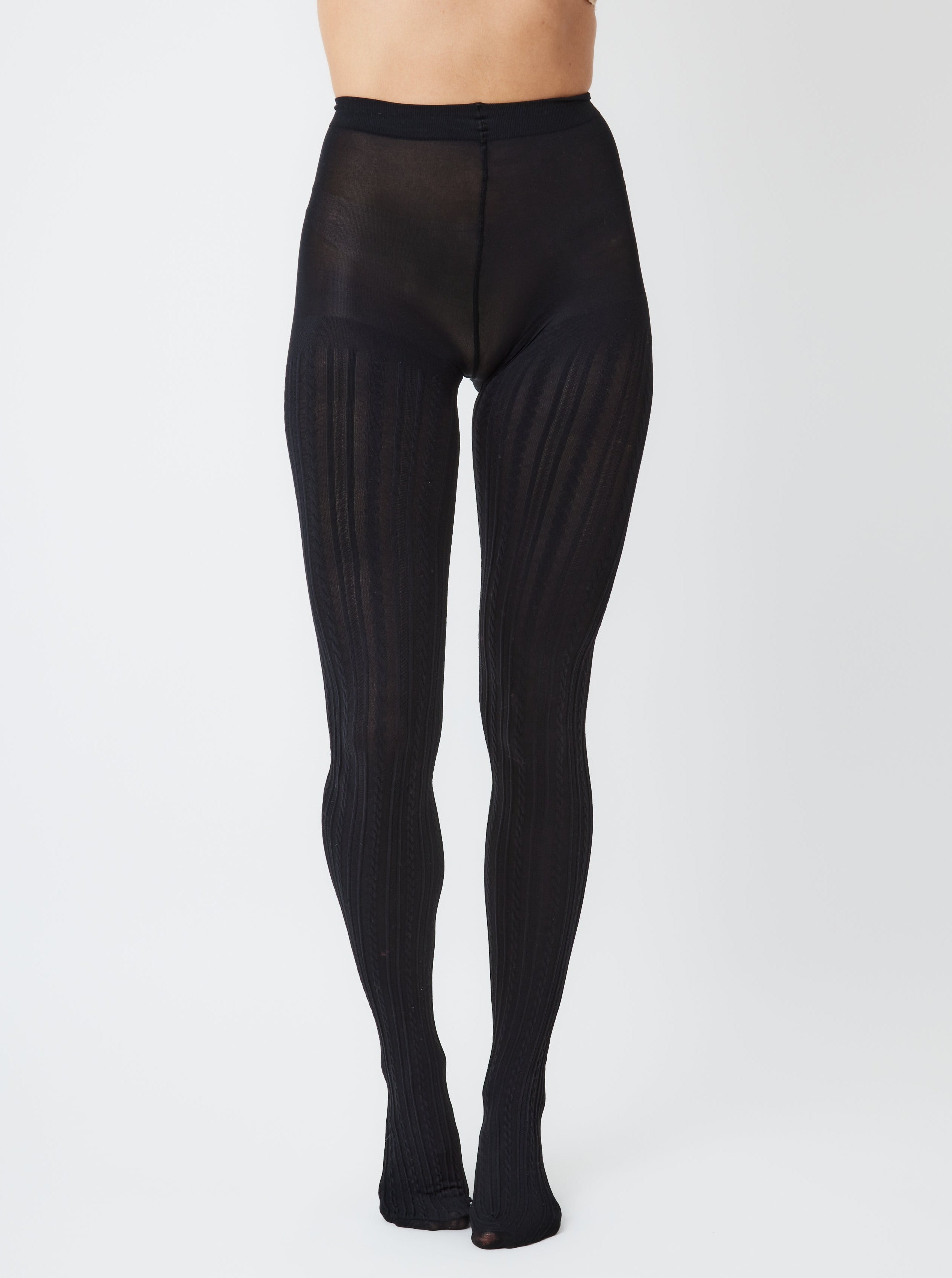 Cable Knit Tights in Black