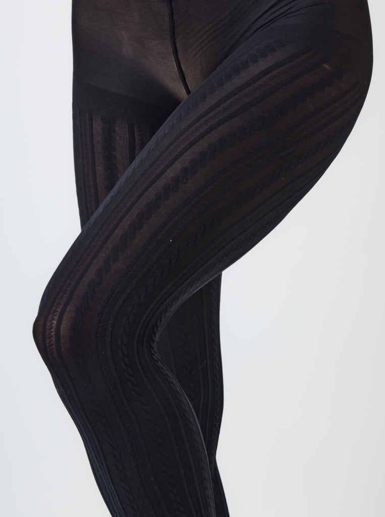 Cable Knit Tights in Black | Plaza Core | Preppy | Twee | Old Money | Minimal | Work | Casual | Streetwear | Streetstyle | Winter | Autumn | Fall | Accessories | Women | Winter Accessories | Autumn Accessories | Fall Accessories | Academia | Dark Academia