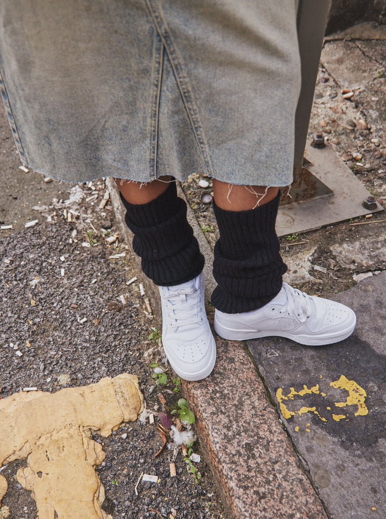 Knitted Leg Warmers in Black | Knitwear | ribbed | y2k | Grunge | grunge sleaze | indie | whimsygoth | e girl | plaza core | winter | Autumn | 90s | streetwear | casual |