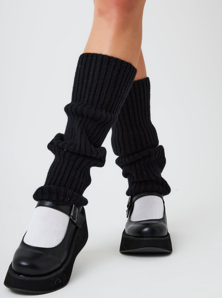 Knitted Leg Warmers in Black | Knitwear | ribbed | y2k | Grunge | grunge sleaze | indie | whimsygoth | e girl | plaza core | winter | Autumn | 90s | streetwear | casual |