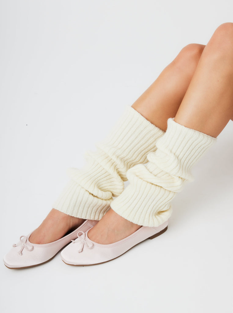 Knitted Leg Warmers in Cream | Knitwear | Ribbed | Coquette | Lolita | Soft e girl | Y2k | 90s | Plaza Core | Indie | Elevated Indie | Balletcore | Ballet sleaze | Women | Winter Accessories | Autumn Accessories | Fall Accessories | Ski | Skiing |    