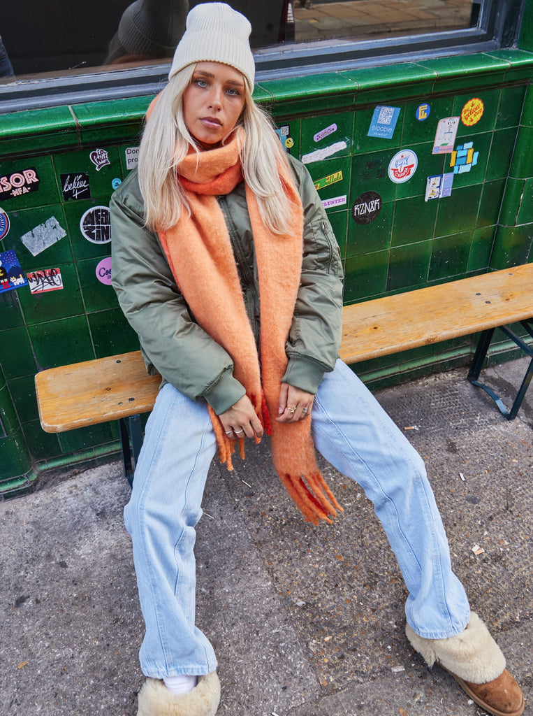 Two-Tone Chunky Soft Scarf in Orange | Ombre | Super Soft Scarf | Oversized Scarf | Unisex | Bright | Orange | Sorbet | KidCore | Indie | Elevated Indie | Weird Girl Aesthetic | Winter | Autumn | Women | Women's Accessories | Autumn Accessories | Winter Accessories | Fall Accessories | Fall | Streetwear | Streetstyle | Ski | Skiing | Ski Accessories | Ski Season