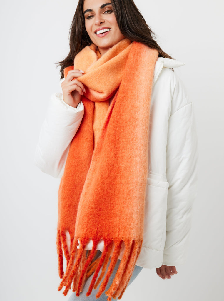 Two-Tone Chunky Soft Scarf in Orange | Ombre | Super Soft Scarf | Oversized Scarf | Unisex | Bright | Orange | Sorbet | KidCore | Indie | Elevated Indie | Weird Girl Aesthetic | Winter | Autumn | Women | Women's Accessories | Autumn Accessories | Winter Accessories | Fall Accessories | Fall | Streetwear | Streetstyle | Ski | Skiing | Ski Accessories | Ski Season