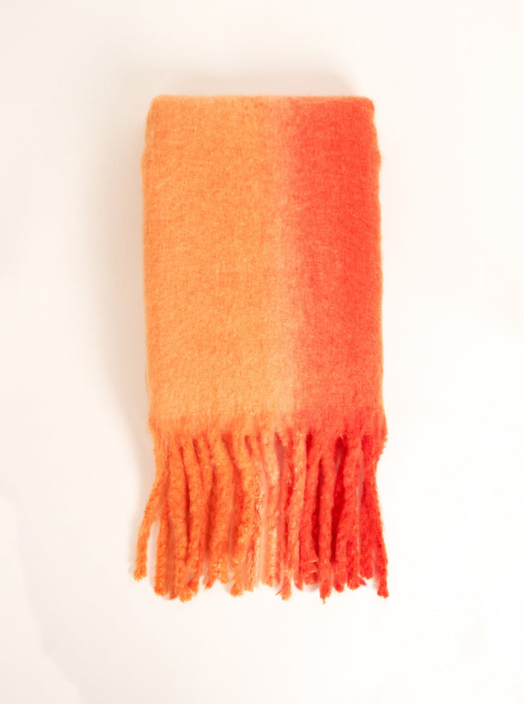 Two-Tone Chunky Soft Scarf in Orange | Ombre | Super Soft Scarf | Oversized Scarf | Unisex | Bright | Orange | Sorbet | KidCore | Indie | Elevated Indie | Weird Girl Aesthetic | Winter | Autumn | Women | Women's Accessories | Autumn Accessories | Winter Accessories | Fall Accessories | Fall | Streetwear | Streetstyle | Ski | Skiing | Ski Accessories | Ski Season